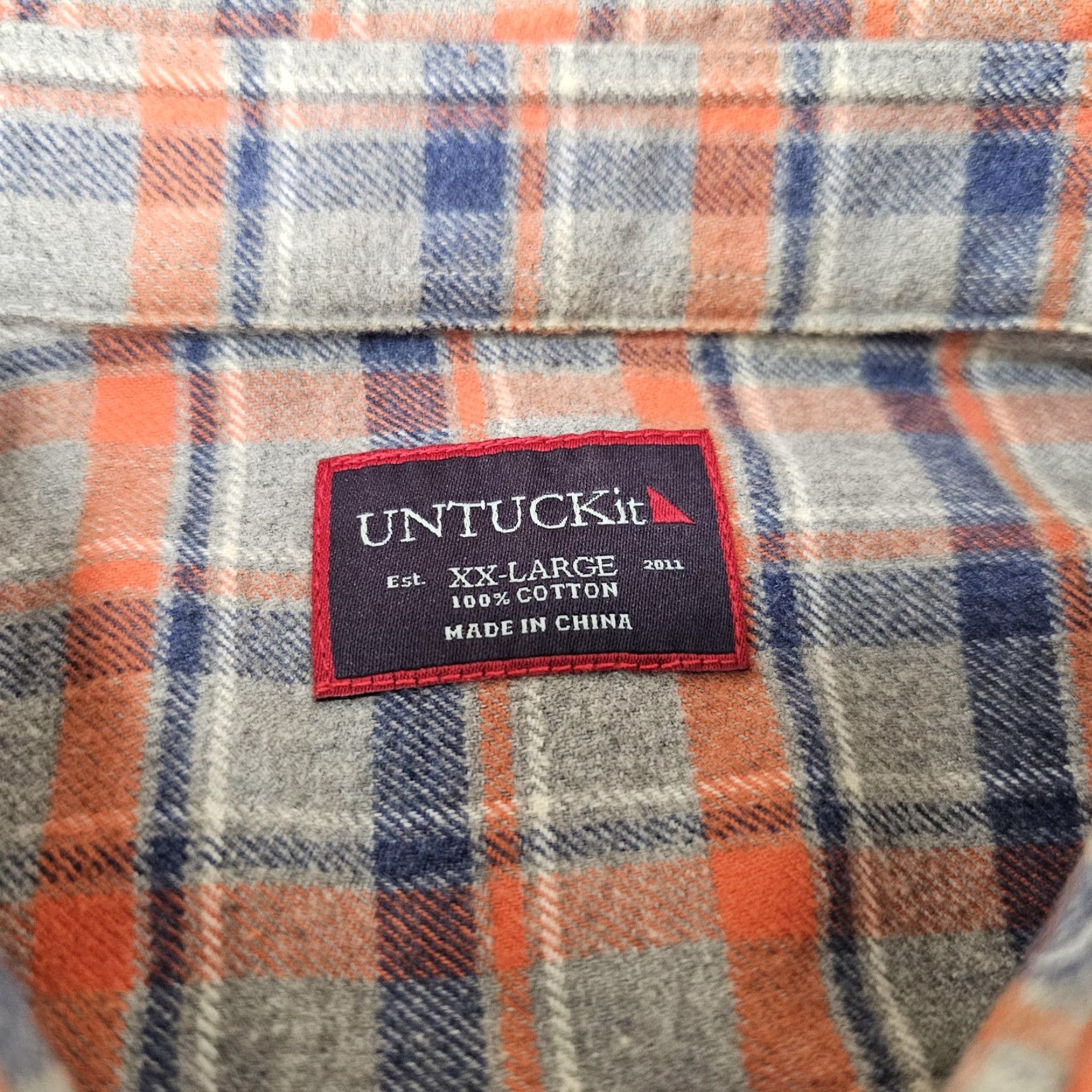 UNTUCKit UNTUCKit Shirt Mens 2XL Blue Orange Gray Plaid Button Down Long Sleeve Casual Size US XXL / EU 58 / 5 - 3 Thumbnail