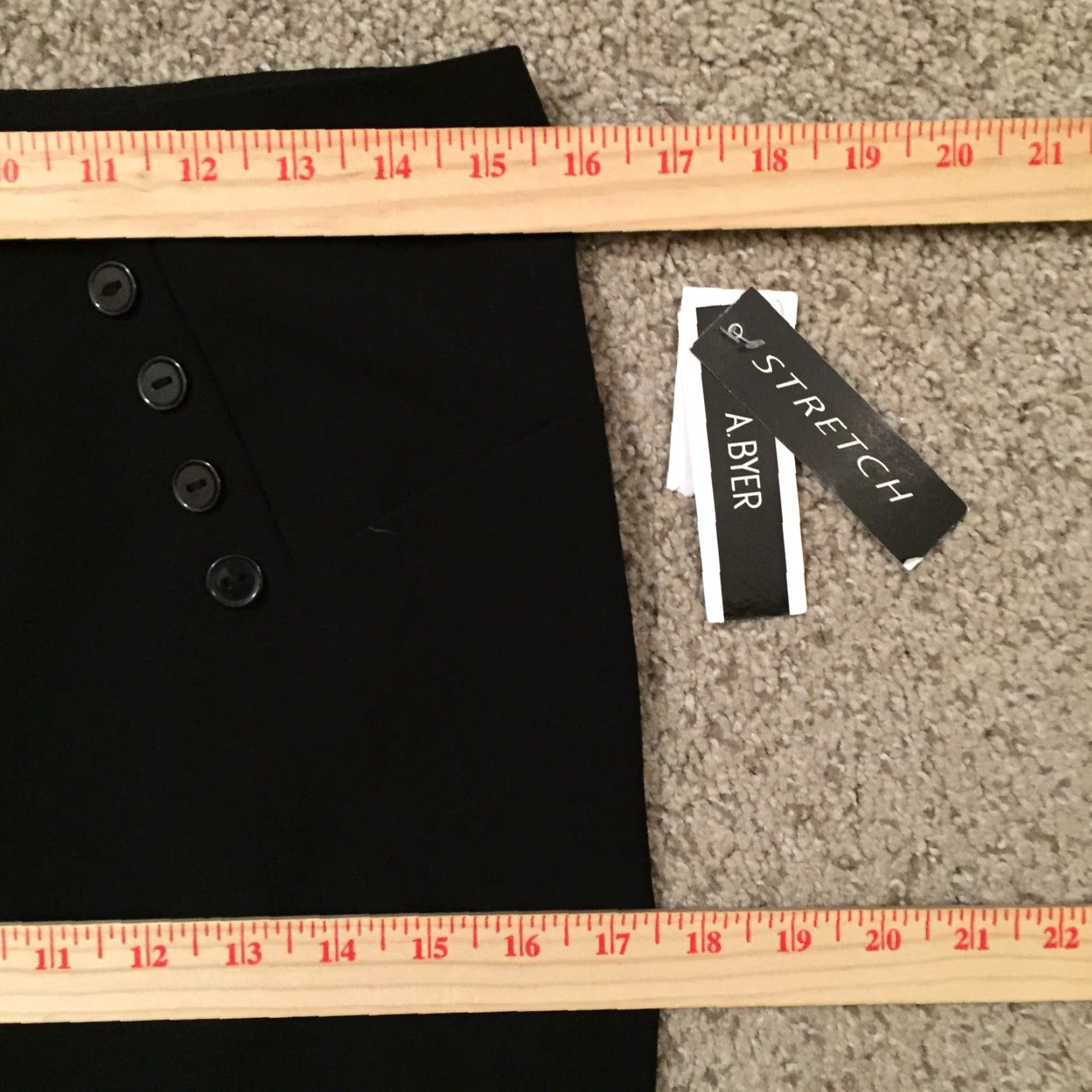 Vintage A. Byer Skirt Knee Length Black 9 Pencil Pleated Unlined Vintage No? Size 30" / US 8 / IT 44 - 3 Thumbnail