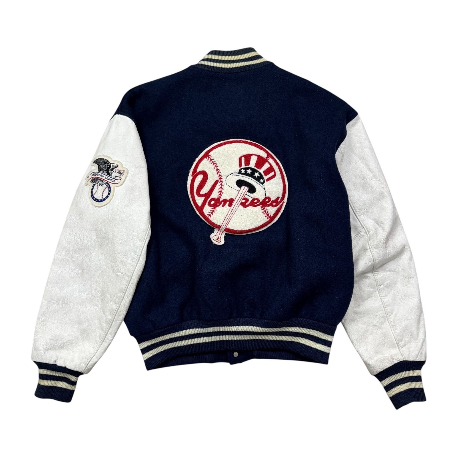 MLB VTG 90s NEW YORK YANKEES DELONG VARSITY JACKET WOOL LEATHER Size US L / EU 52-54 / 3 - 1 Thumbnail