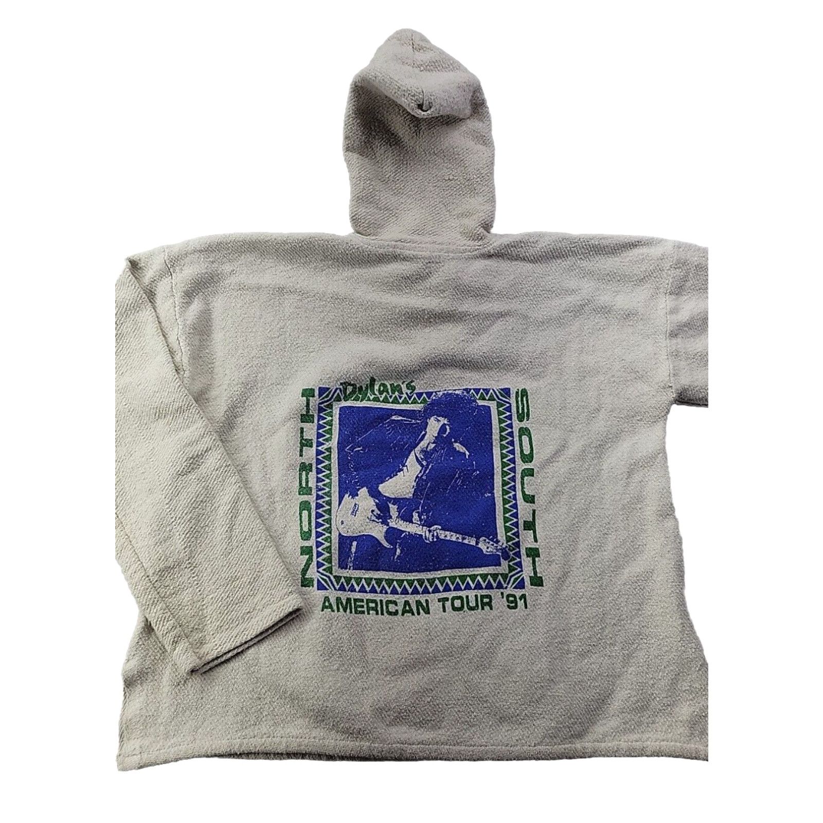 Image of Vintage Bob Dylan 90's 1991 American Tour Hoodie Baja Mexican Pullover Merch Htf in White (Size Sma