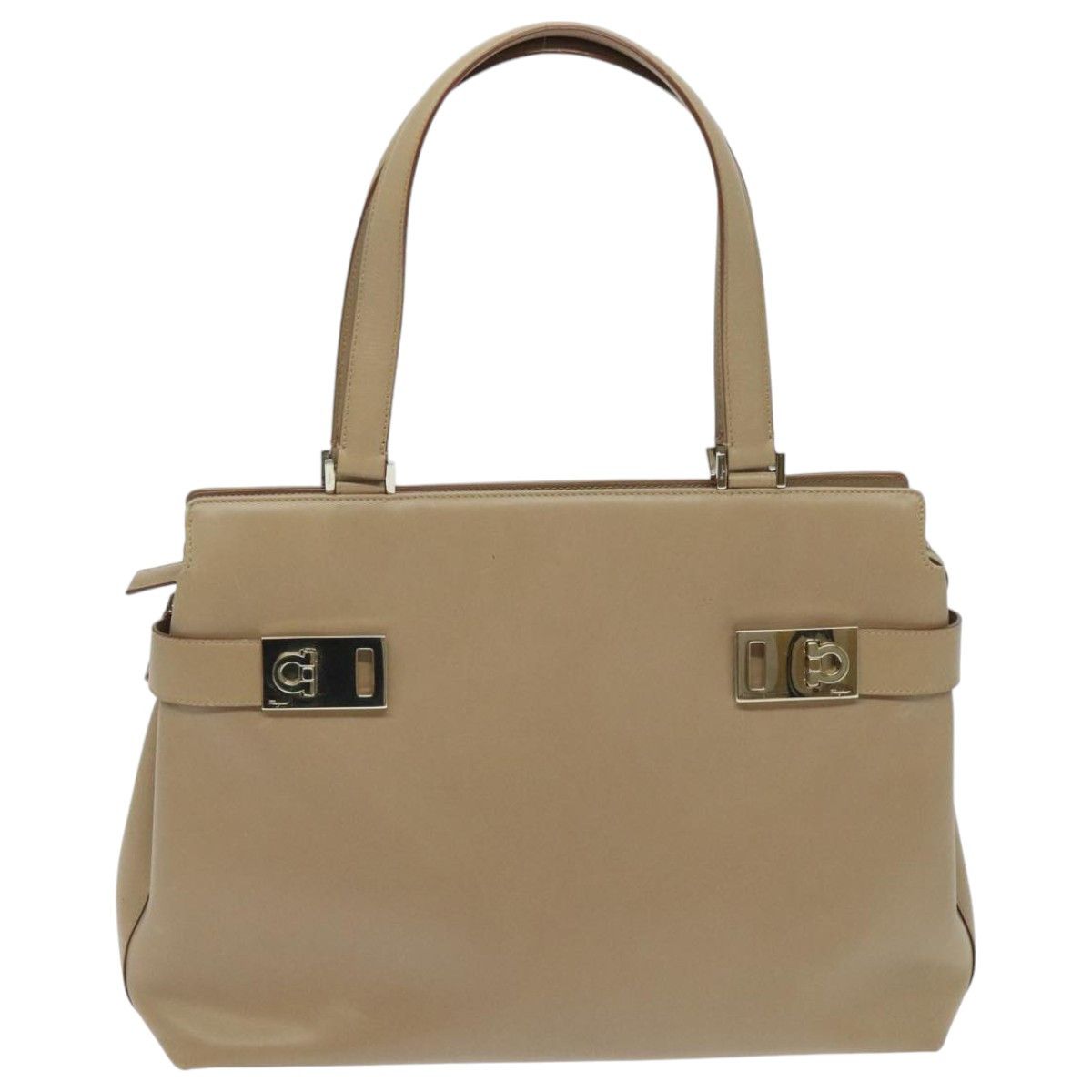 Salvatore Ferragamo Gancini Beige Leather Tote Bag (Pre-Owned) Size ONE SIZE - 1 Thumbnail