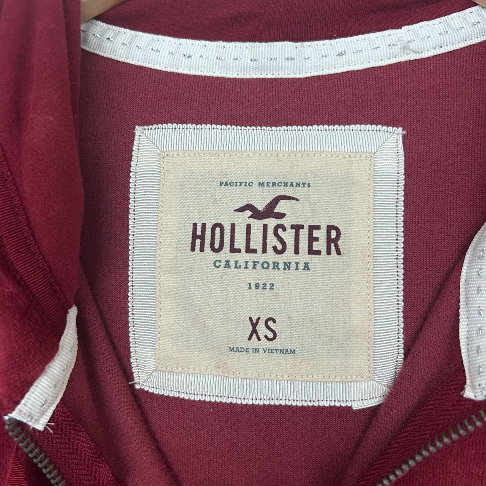 Hollister Hollister Maroon Velour Full Zip Hoodie Sz XS Size XS / US 0-2 / IT 36-38 - 2 Thumbnail