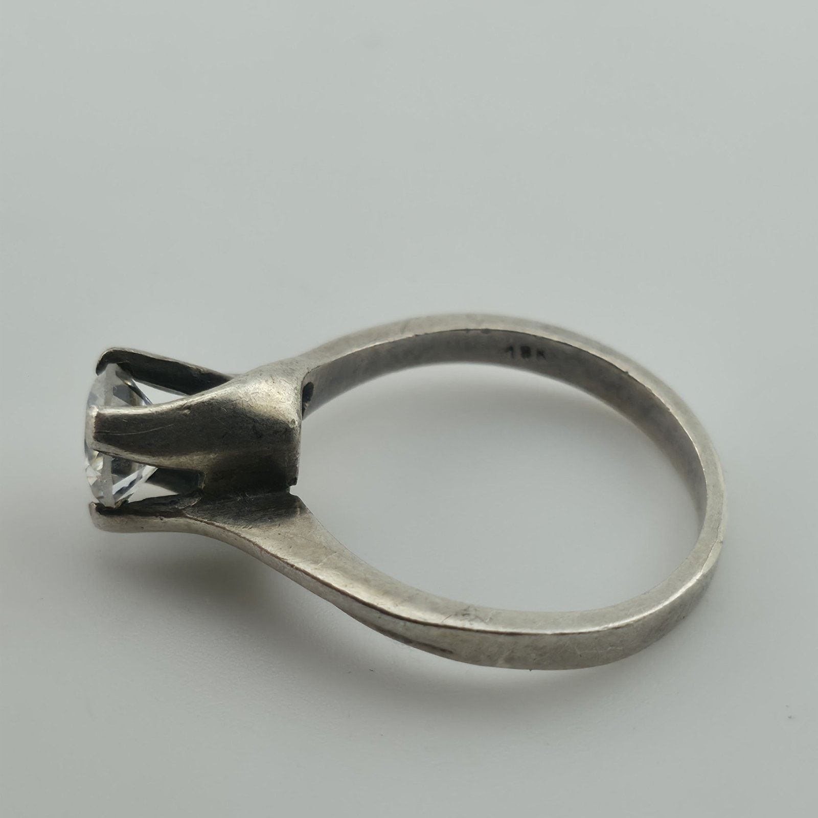 Other Sterling Silver Solitaire Ring CZ Stone Modernist 6.5 VTG Size ONE SIZE - 7 Thumbnail