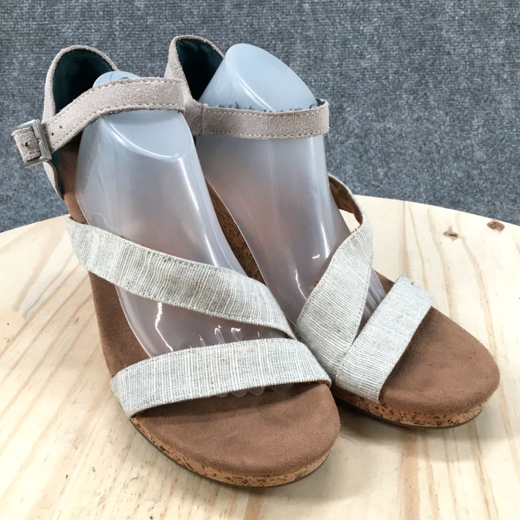 Toms TOMS Clarissa Beige Strappy Wedge Heel Open Toe Sandals Womens 9 Power Duo Ankle Strap Casual Shoes Size US 9 / IT 39 - 2 Thumbnail