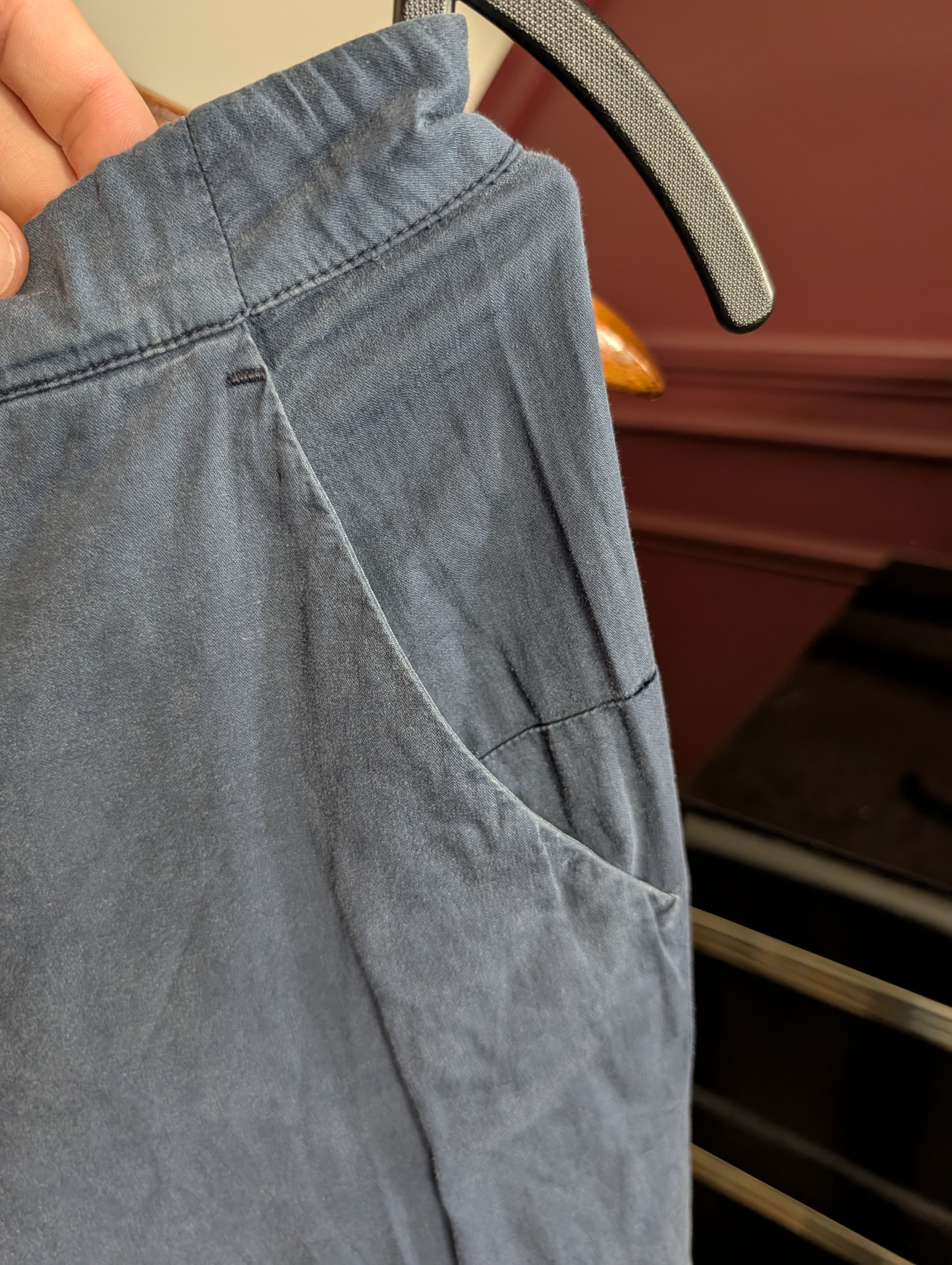 Maison Margiela 2013 blue cotton/linen high rise curve seam pants 40 Size 28" / US 6 / IT 42 - 4 Thumbnail