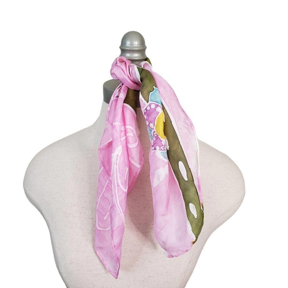 Designer CT848 Pink Ladies Vintage Silk Neck Scarf Size ONE SIZE - 1 Thumbnail