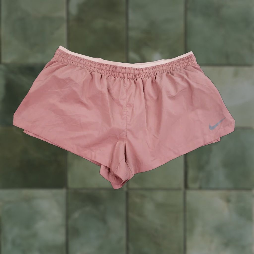 Nike Nike Women's Pink Dri-Fit Running Shorts Large Elastic Waist Drawstring Athletic Breathable Size 33" - 1 Thumbnail