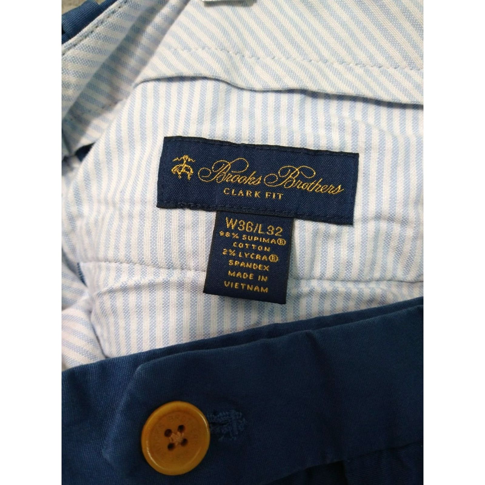 Brooks Brothers Brooks Brothers Pants Mens 36x32 Chino Flat Front Regular Blue 100% Cotton Spandex Stretch Pocket Straight 34 Size US 36 / EU 52 - 7 Thumbnail