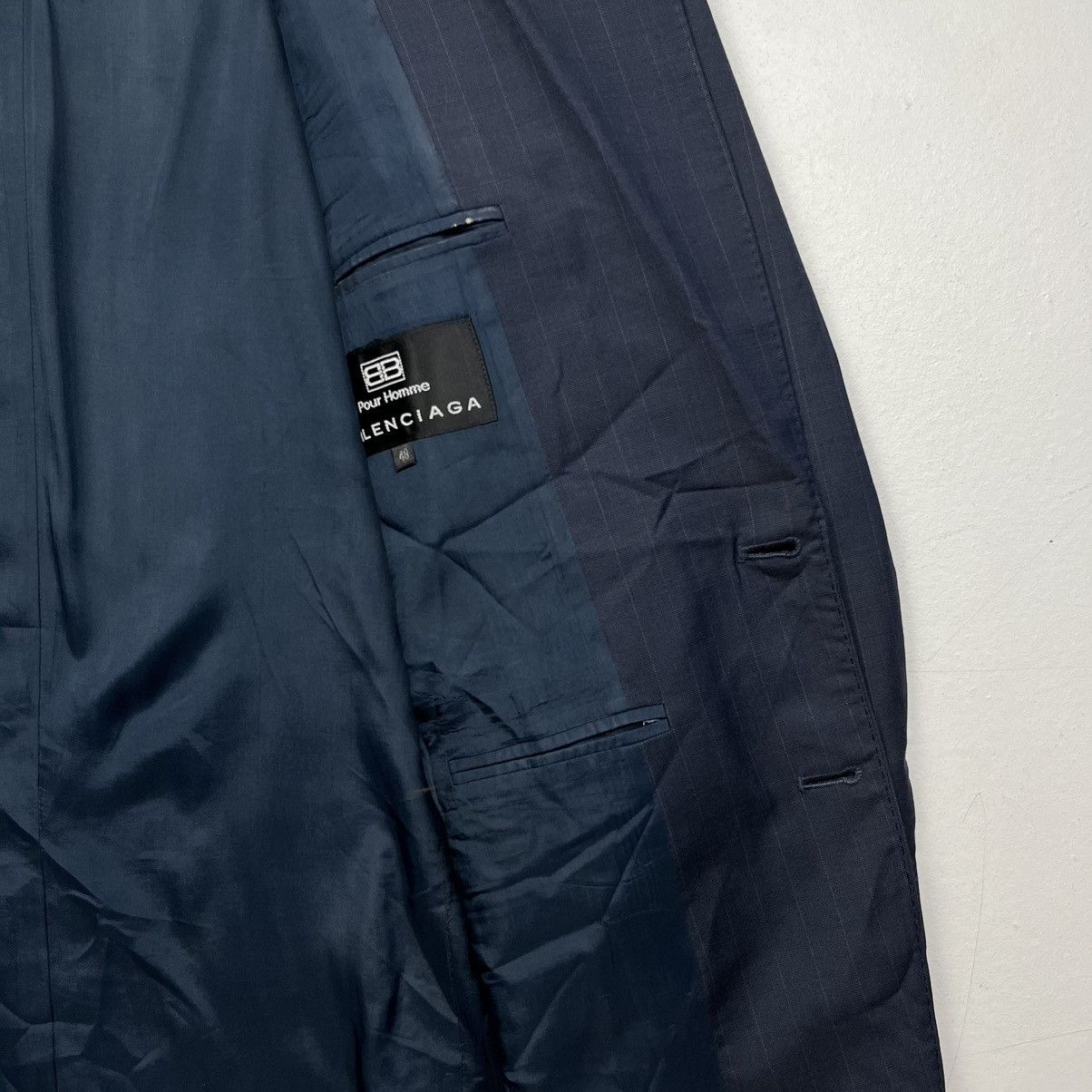 Balenciaga Vintage Balenciaga Pour Homme Pin-Stripe Tailored jacket Size US M / EU 48-50 / 2 - 9 Thumbnail