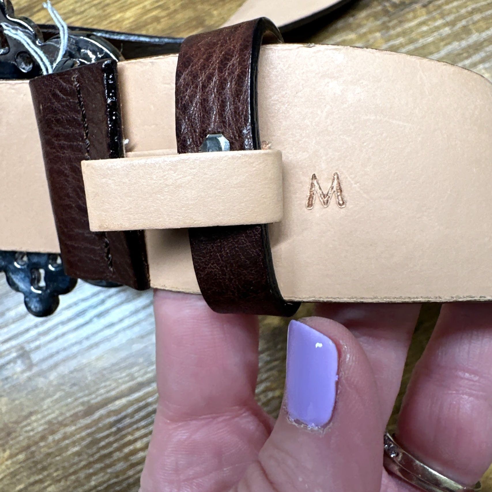 Vintage Harold’s Leather Belt Brown MEDIUM Women Belt M | Red Rhinestones | Made in Italy | Boho Western Designer Fashion Belt Size ONE SIZE - 5 Thumbnail