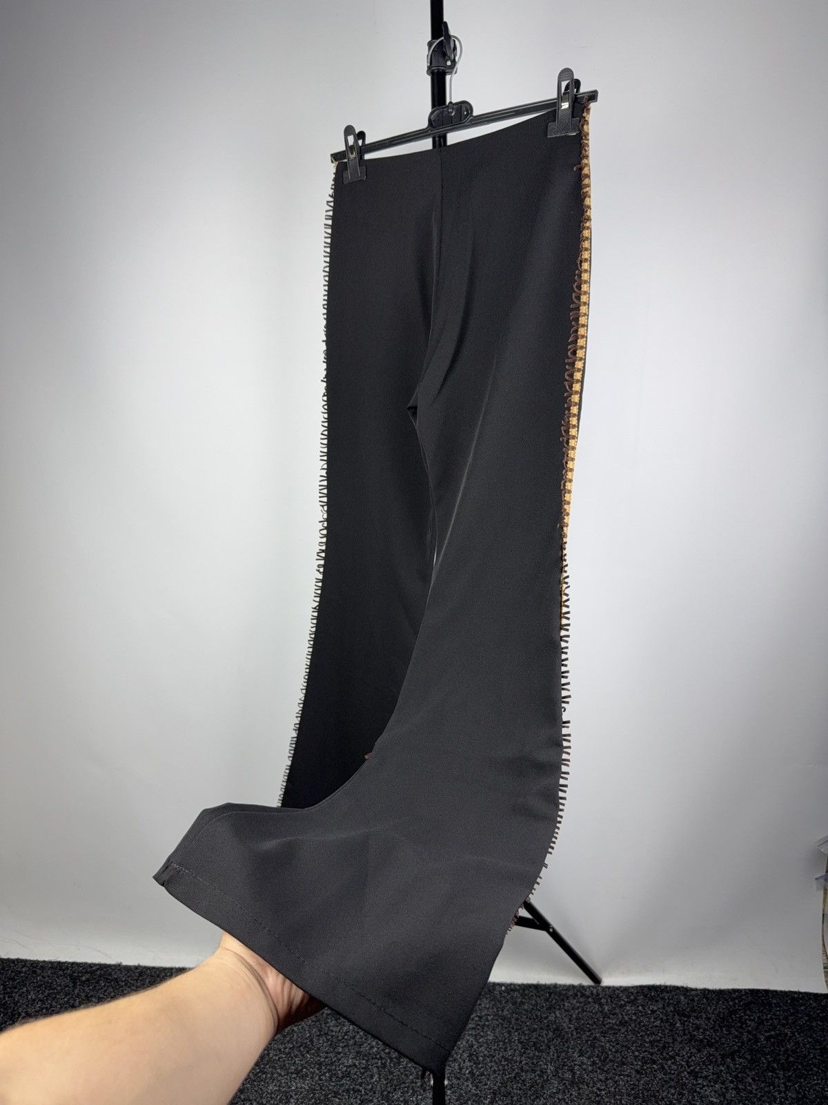 Japanese Brand Retro 00s Avant Garde Western Loana Paris Black Flare Pants Size 27" / US 4 / IT 40 - 9 Thumbnail