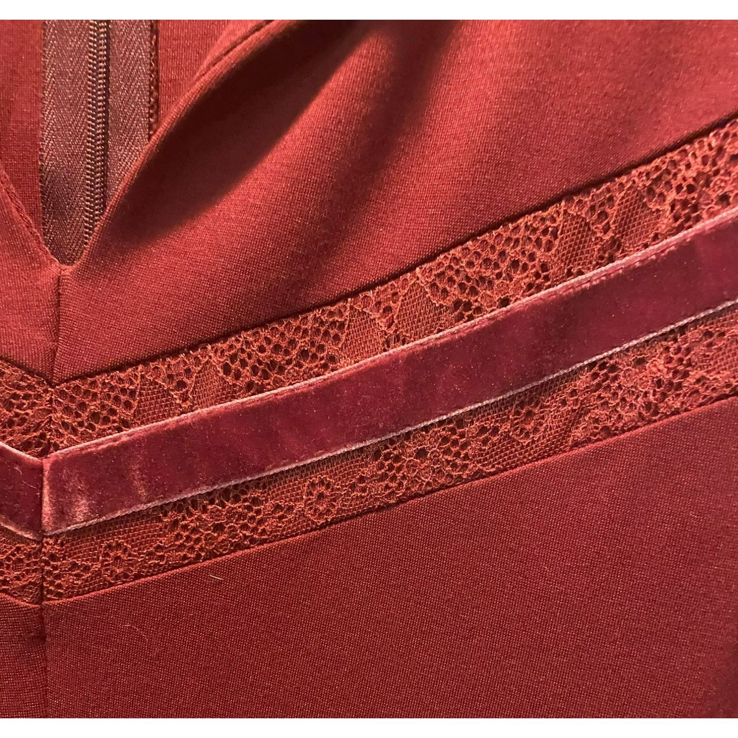 Other Suzanne Betro Womens Plus Size 1X Dress Burgundy Red Lace an Size XL / US 12-14 / IT 48-50 - 3 Thumbnail