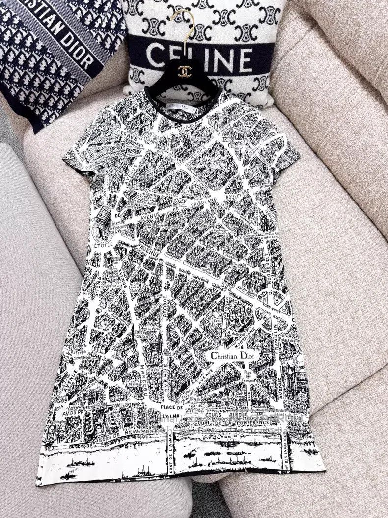 Dior Dior Paris map knitted printed short-sleeved dress Size XS / US 0-2 / IT 36-38 - 3 Thumbnail