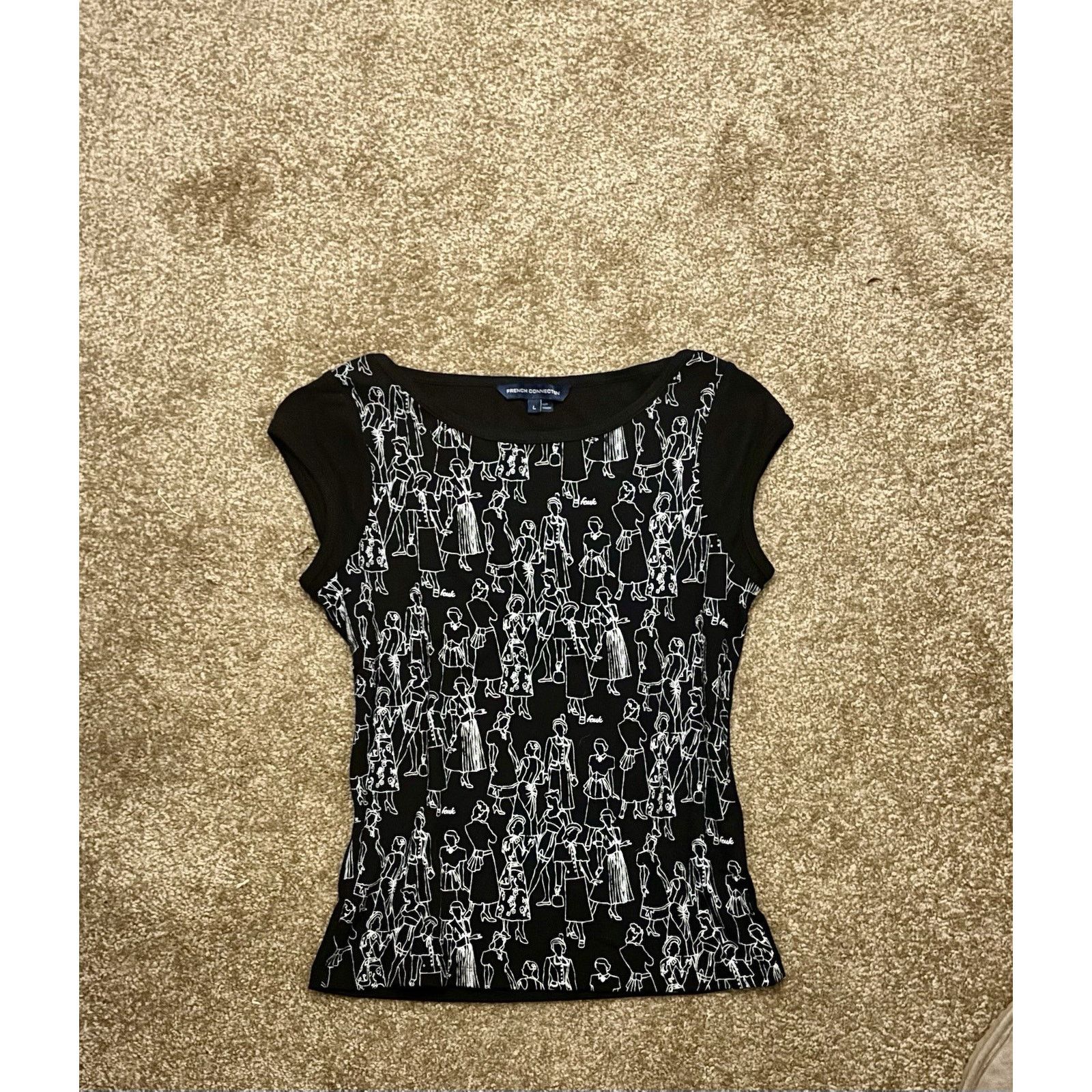 French Connection French Connection Black & White Abstract People Size L / US 10 / IT 46 - 2 Thumbnail