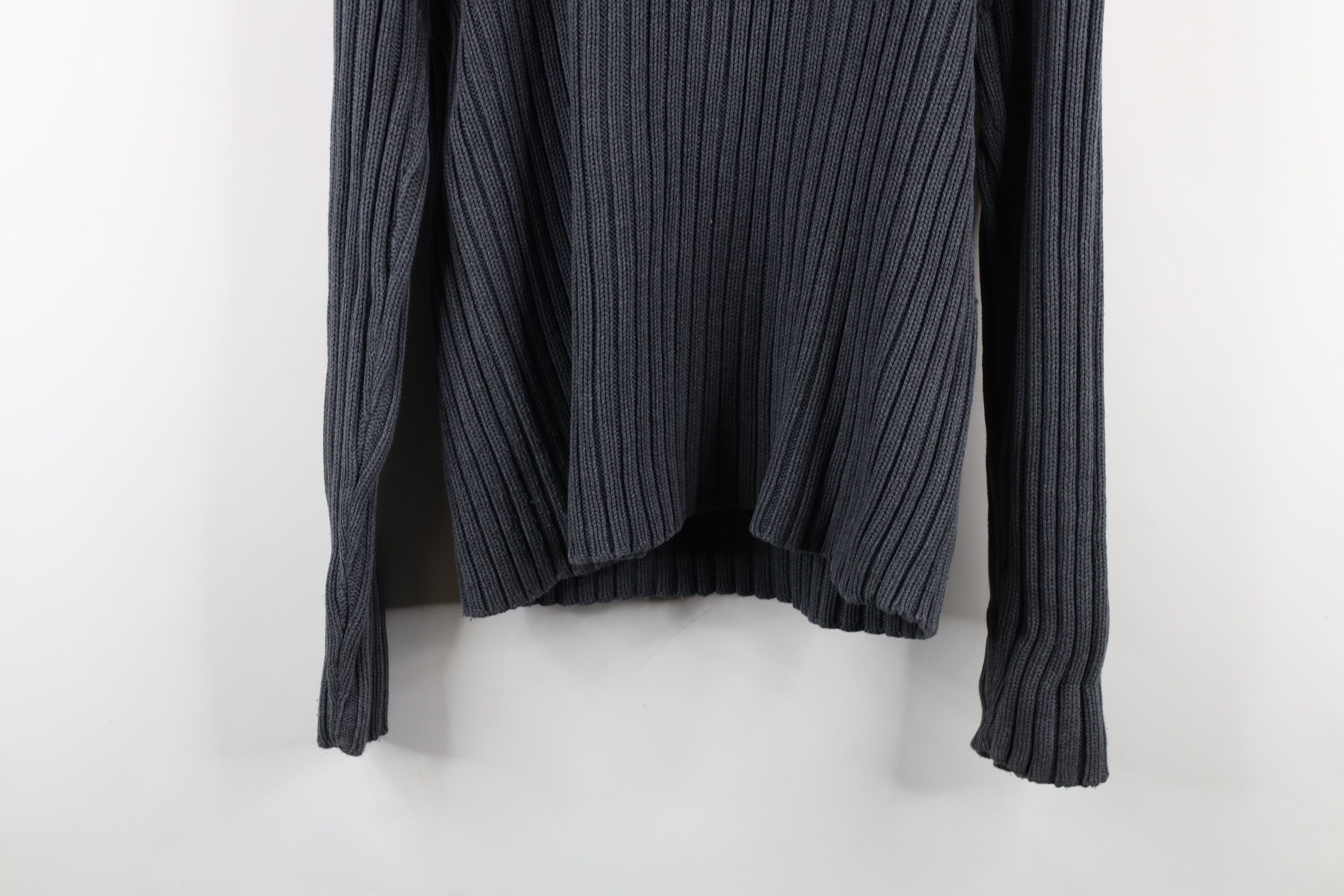 Vintage Vintage 90s Streetwear Ribbed Knit Mock Neck Sweater Gray Size US M / EU 48-50 / 2 - 12 Thumbnail