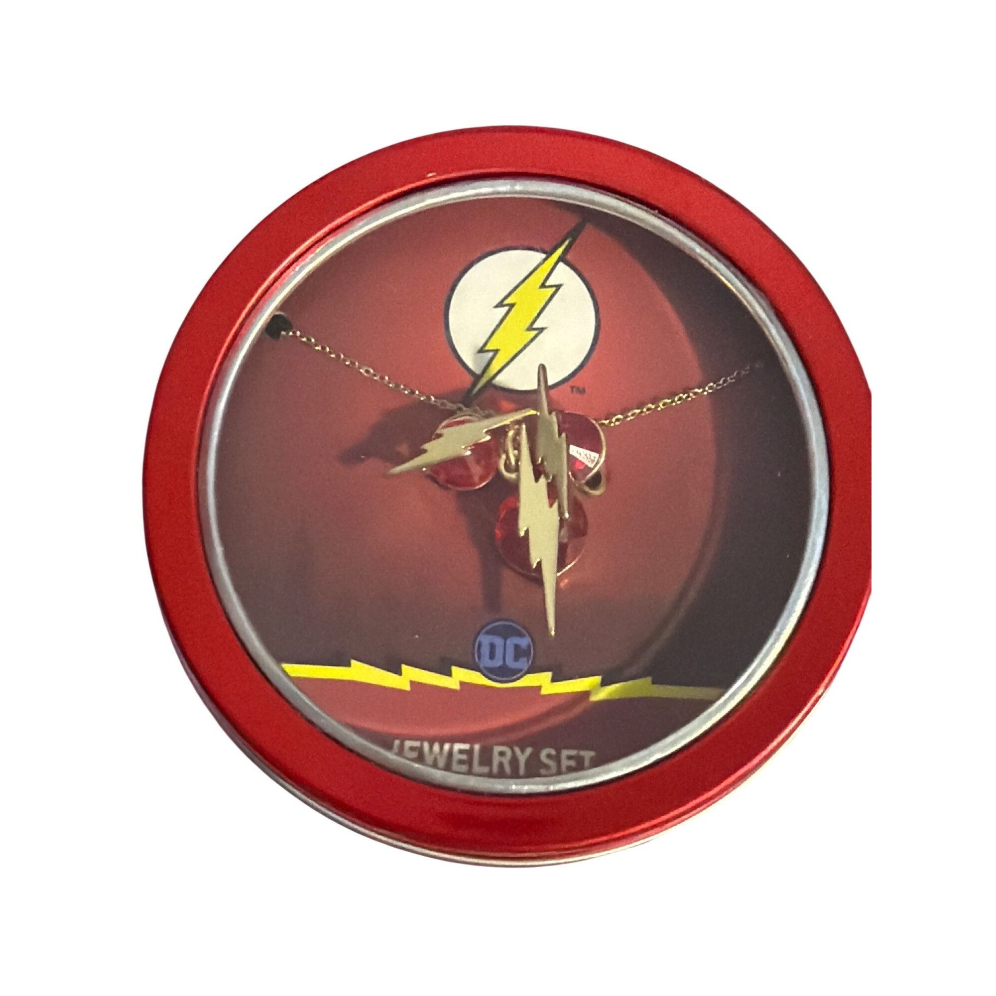 DC Comics The Flash Lightning Bolt Pendant Necklace Jewelry Set In Red Size ONE SIZE - 1 Thumbnail