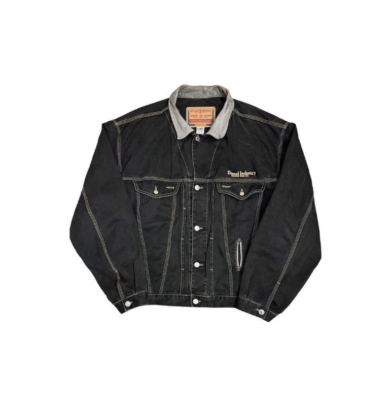 image of Diesel Trucker Denim Jacket Diesel Industry in Washed Black, Men's (Size XL)