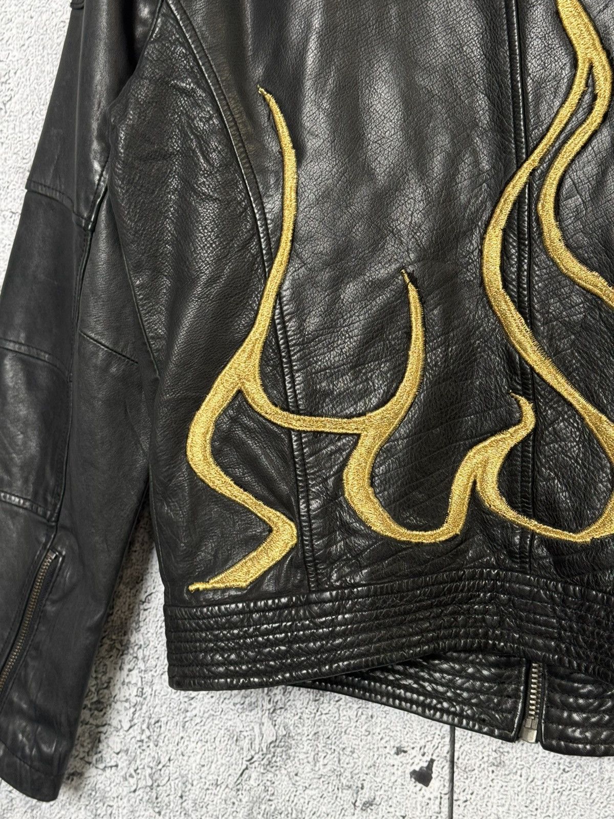Wilsons Leather Vintage Wilsons Leather Black Biker Jacket Embroidered Flame Size US S / EU 44-46 / 1 - 10 Thumbnail