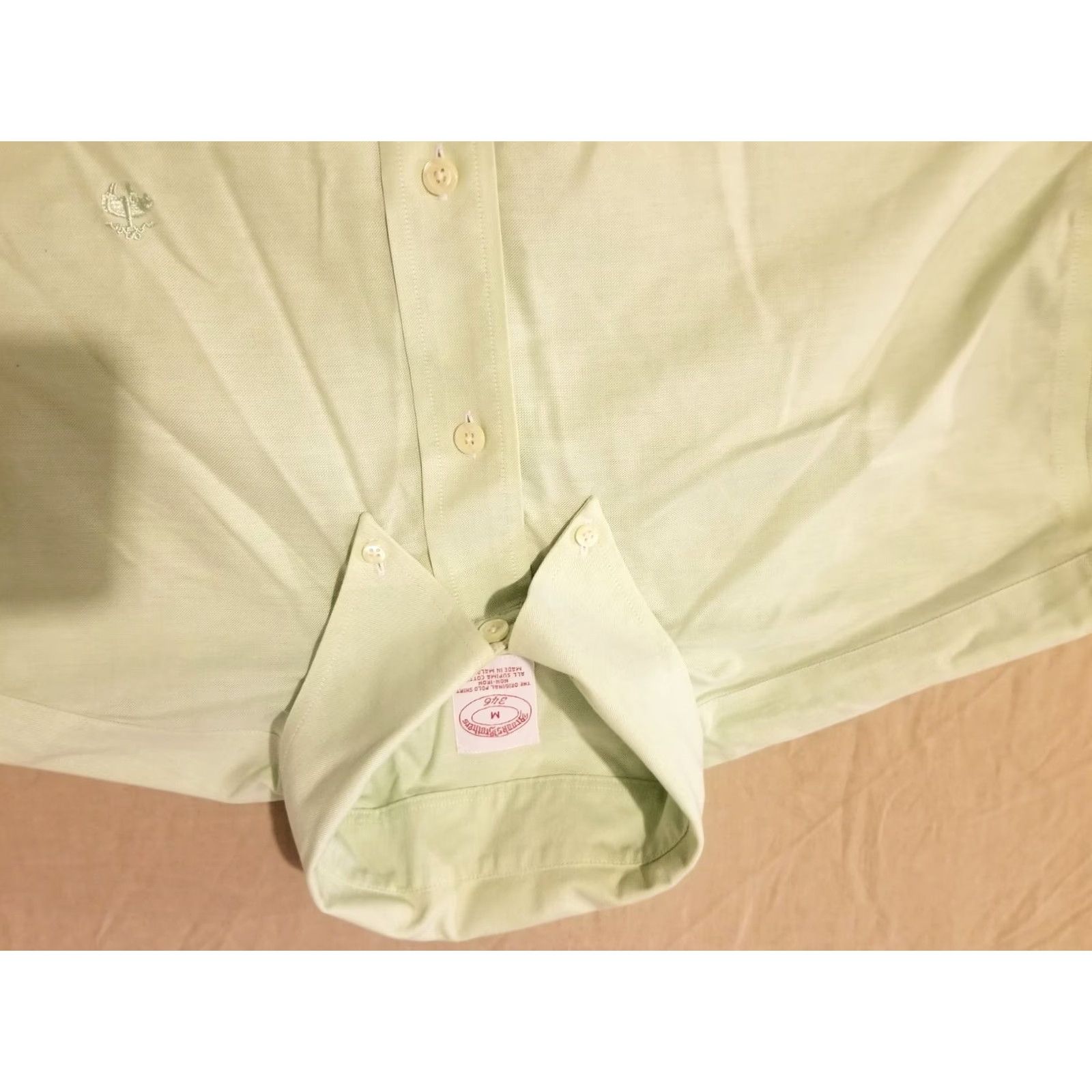Brooks Brothers VINTAGE Mens Brooks Brothers Dress Shirt M Medium Green Button Cotton Size 40R - 5 Thumbnail