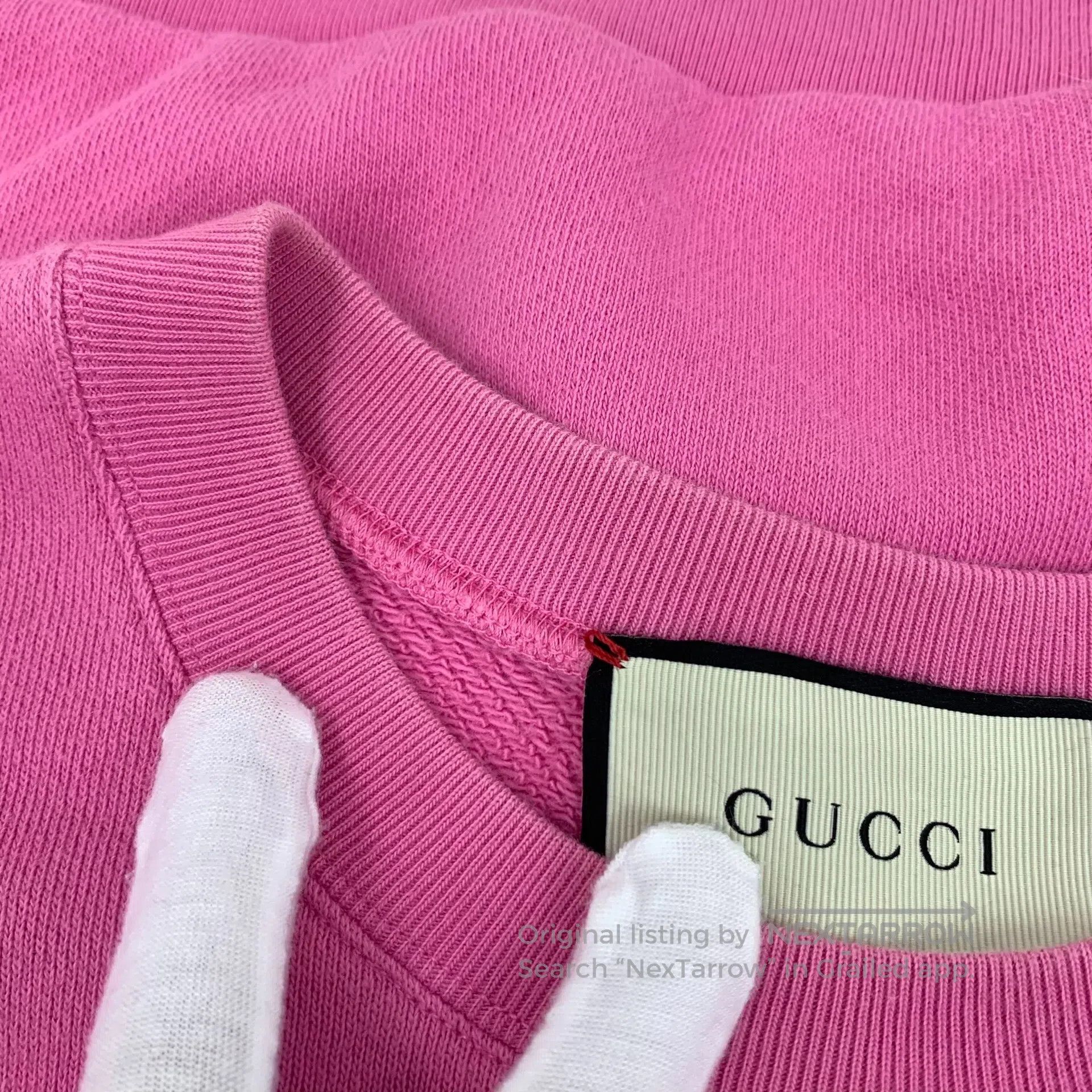 Gucci Guicci Pink logo print cotton round neck long sleeve sweat Size US S / EU 44-46 / 1 - 7 Thumbnail