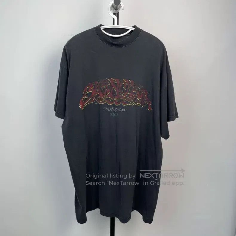 Balenciaga Balenciaga Black Printed Crew Neck Short Sleeve Size US M / EU 48-50 / 2 - 1 Thumbnail