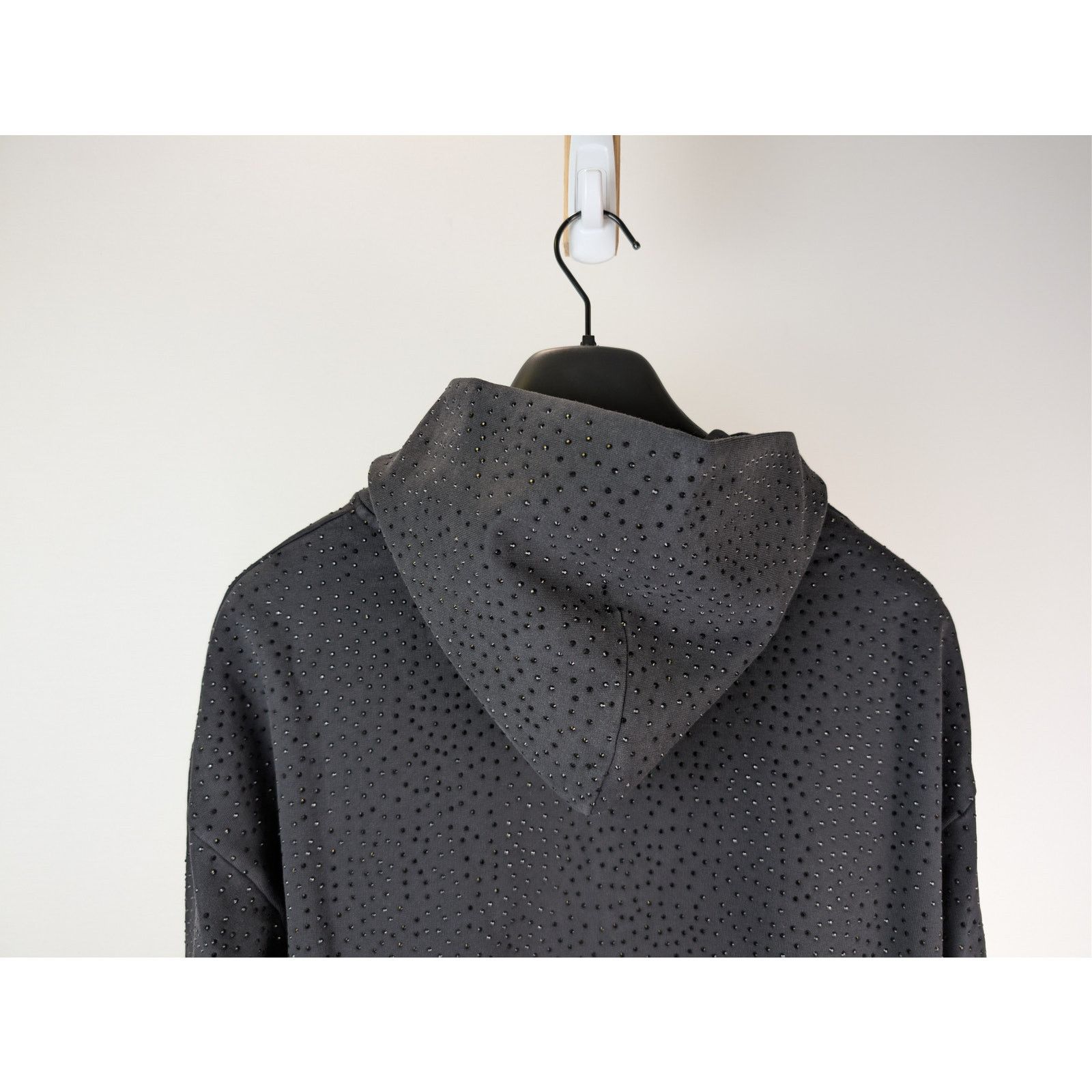 Balenciaga o1rshd1 Crystal-Embellished Small Zip-Up Hoodie Washed Black Size US M / EU 48-50 / 2 - 12 Thumbnail