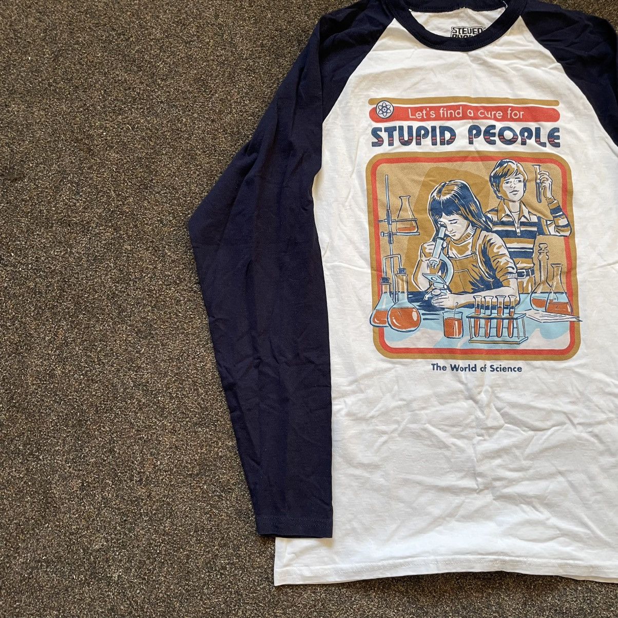 Vintage Vintage Y2K Stupid People Graphic Tee Raglan Faded Grunge M Size US M / EU 48-50 / 2 - 2 Thumbnail