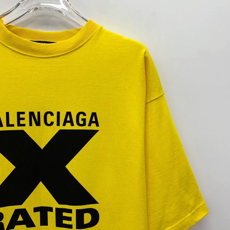 Balenciaga Balenciaga Yellow logo monogrammed cotton crewneck T-shirt Size US XXS / EU 40 - 3 Thumbnail