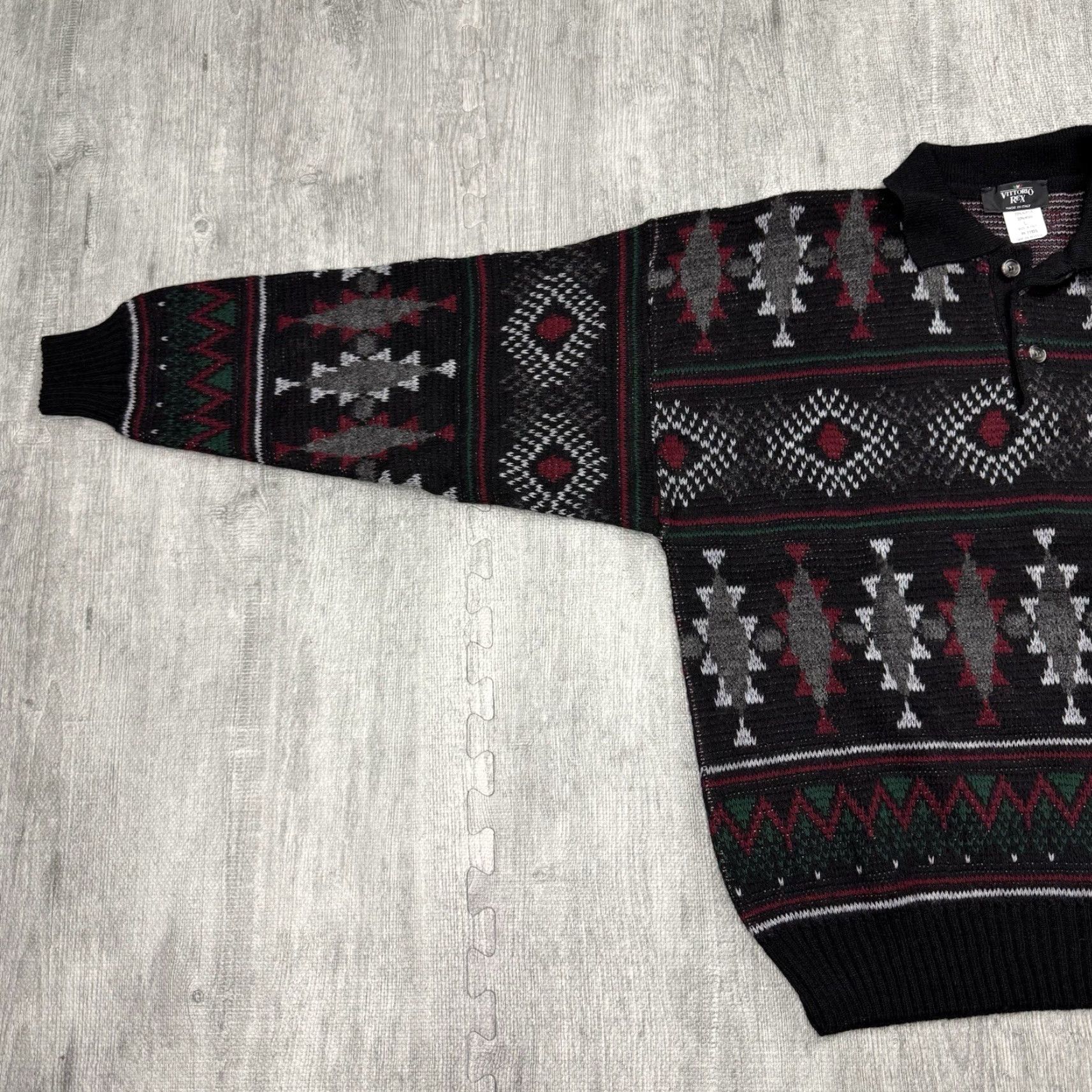 Vintage VINTAGE Vittorio Rex Men's Sweater Pullover 2-Button Polo Collar Argyle Wool Blend Italy Large Size US L / EU 52-54 / 3 - 4 Thumbnail