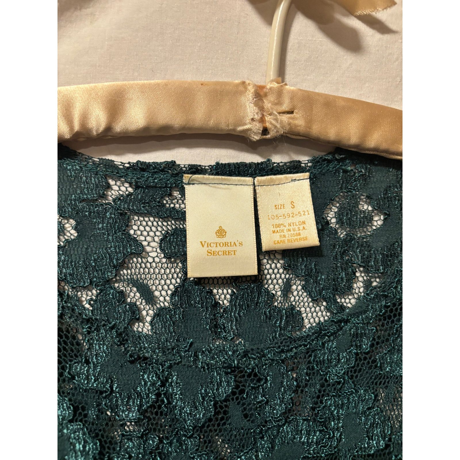 Victoria's Secret Victoria's Secret Vintage Dark Forest Green Stretch Lace Top Size S / US 4 / IT 40 - 4 Thumbnail