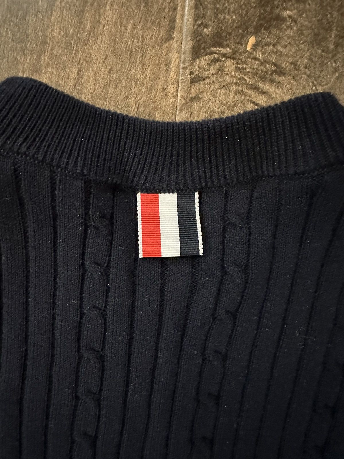 Thom Browne NAVY BABY CABLE RIB COTTON 4-BAR CREWNECK Size US S / EU 44-46 / 1 - 11 Thumbnail