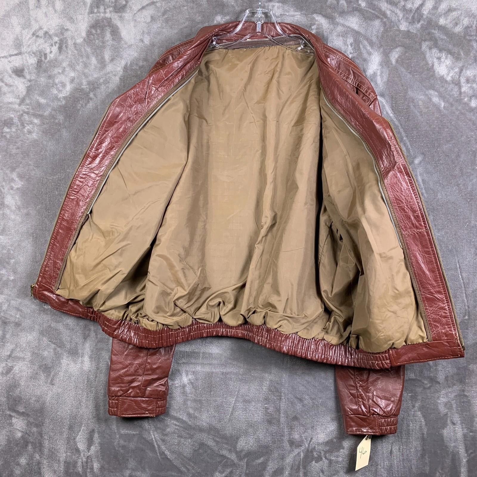 The Unbranded Brand Vintage 80's Classic Leather Jacket Brown Sz. 46R (302) Size US M / EU 48-50 / 2 - 3 Thumbnail
