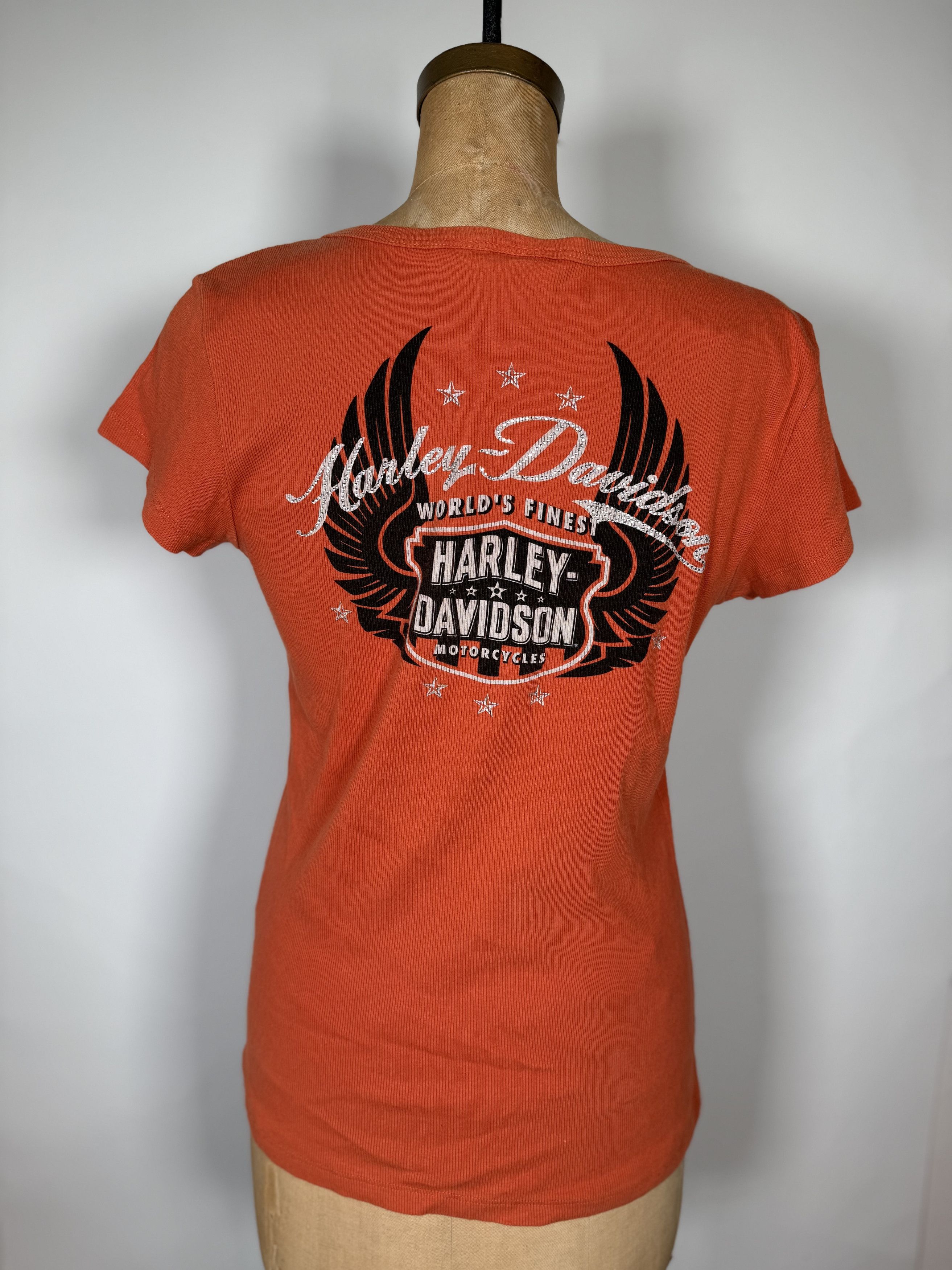Harley Davidson Y2K Harley Davidson Biker Rhinestones Logo Button Top Size L / US 10 / IT 46 - 2 Thumbnail