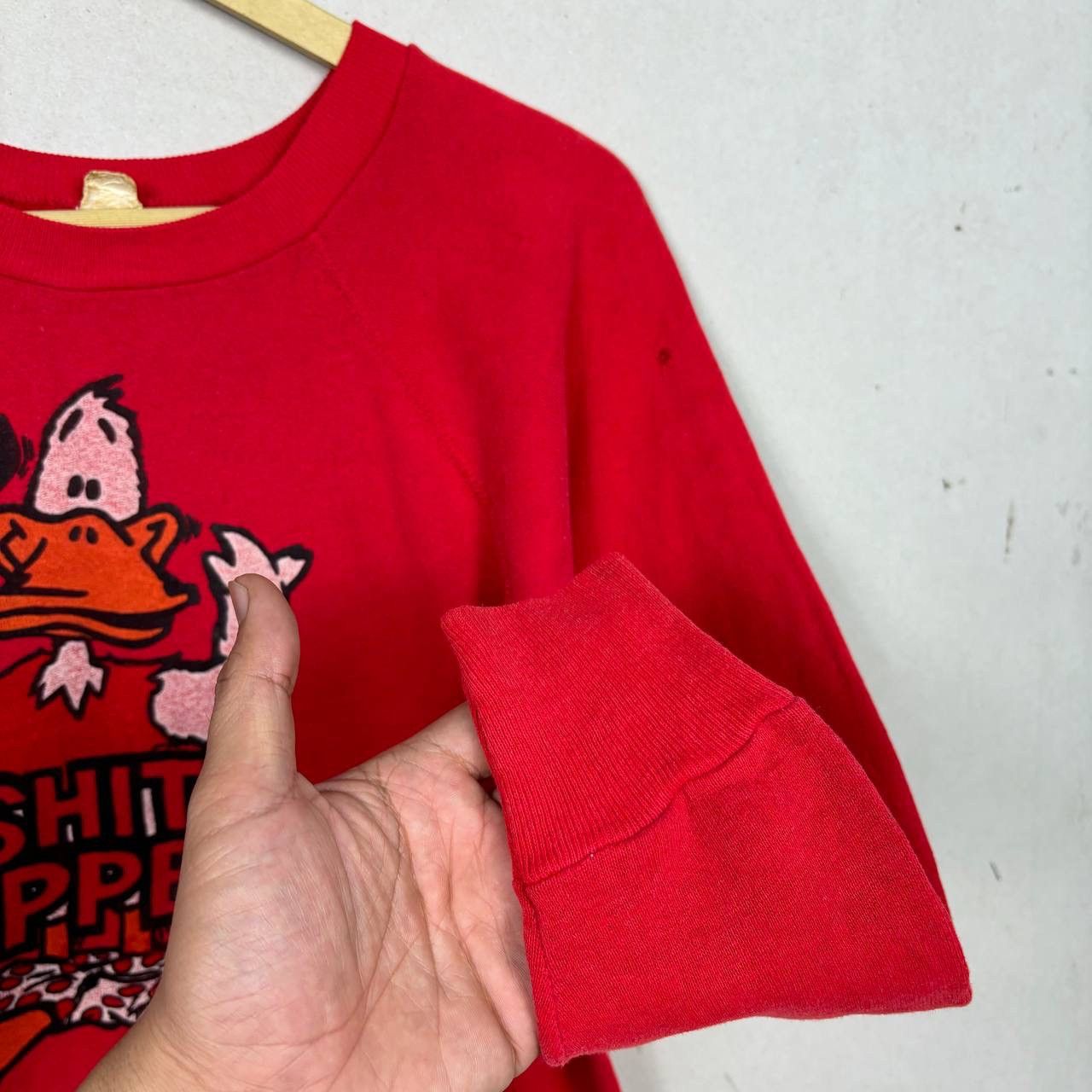 Vintage Vtg 80s Shit Happens Duck Sweatshirt Red Raglan USA Made Size US S / EU 44-46 / 1 - 6 Thumbnail