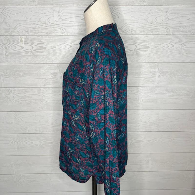 Basic Editions Vintage 80's Basic Editions teal/burgundy blouse Size large Size L / US 10 / IT 46 - 2 Thumbnail
