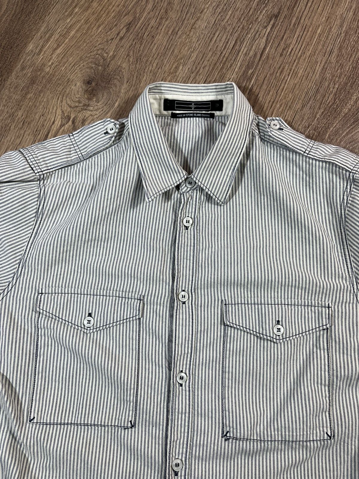 Stone Island Stone Island Denim Very Rare Shirt Denim Logo Size US L / EU 52-54 / 3 - 4 Thumbnail