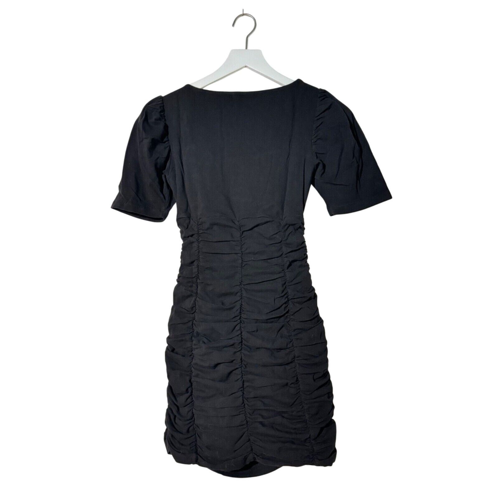 MONROW Monrow Shirred Mini Dress Black Square Neck Fitted NWT Small Size S / US 4 / IT 40 - 4 Thumbnail