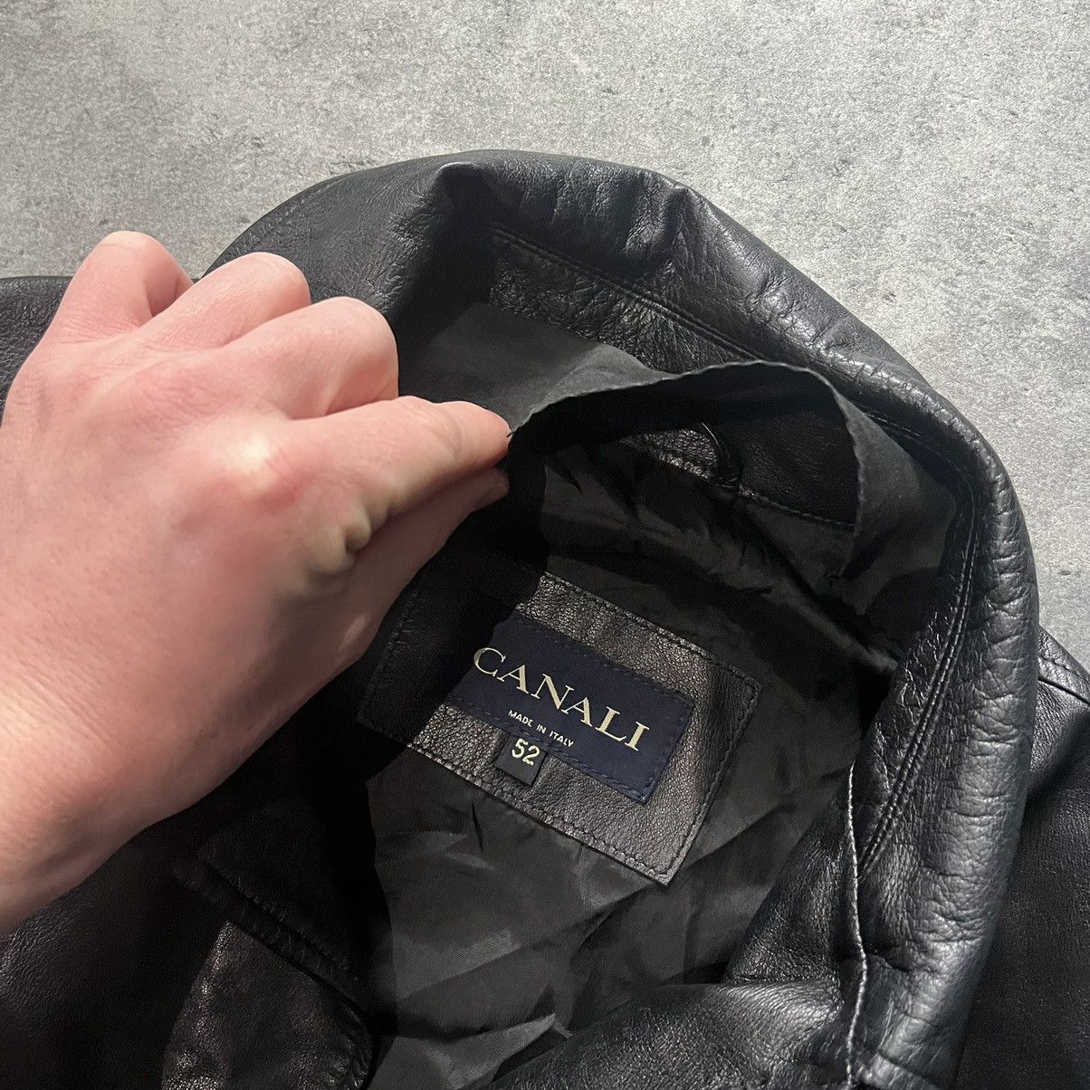 Canali Canali Leather Jackat Black Button Up Size US L / EU 52-54 / 3 - 8 Thumbnail