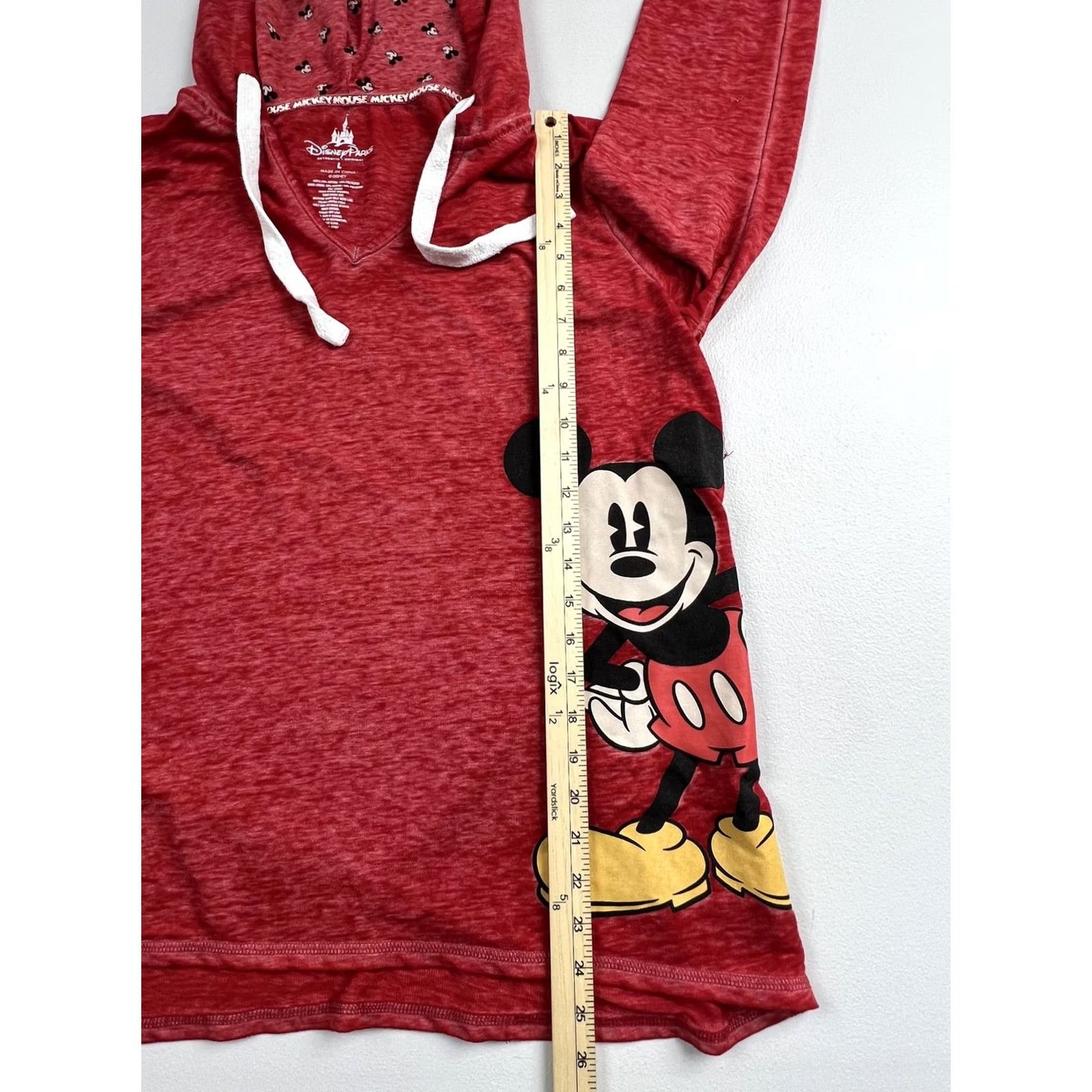 Vintage Disney Parks Shirt Womens L Red V Neck Long Sleeve Hooded Mickey Mouse Tunic Top Size L / US 10 / IT 46 - 7 Thumbnail
