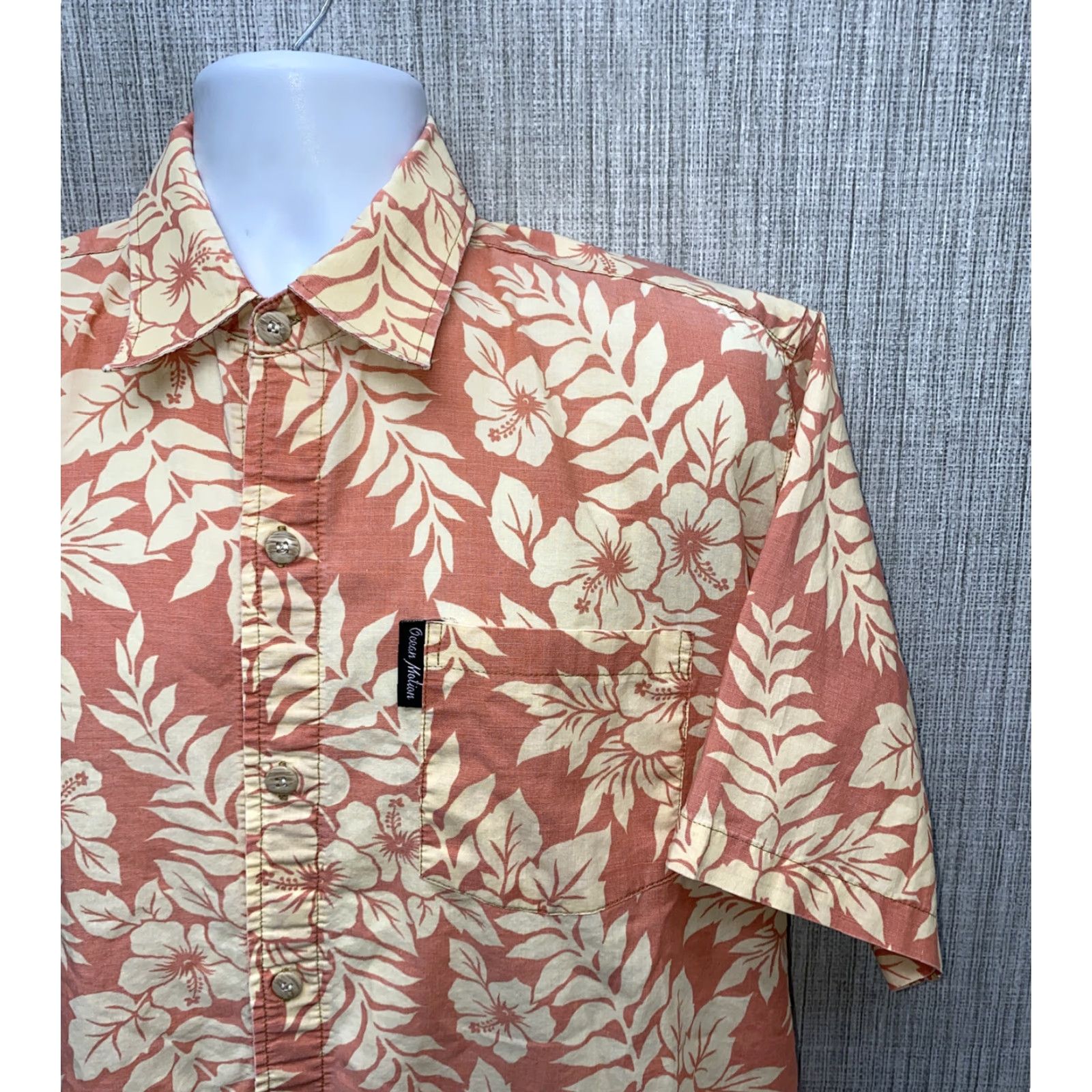Vintage Ocean Motion Hawaiian Shirt Mens Orange Cotton Floral Print Button-Down Shirt XL Size US XL / EU 56 / 4 - 2 Thumbnail