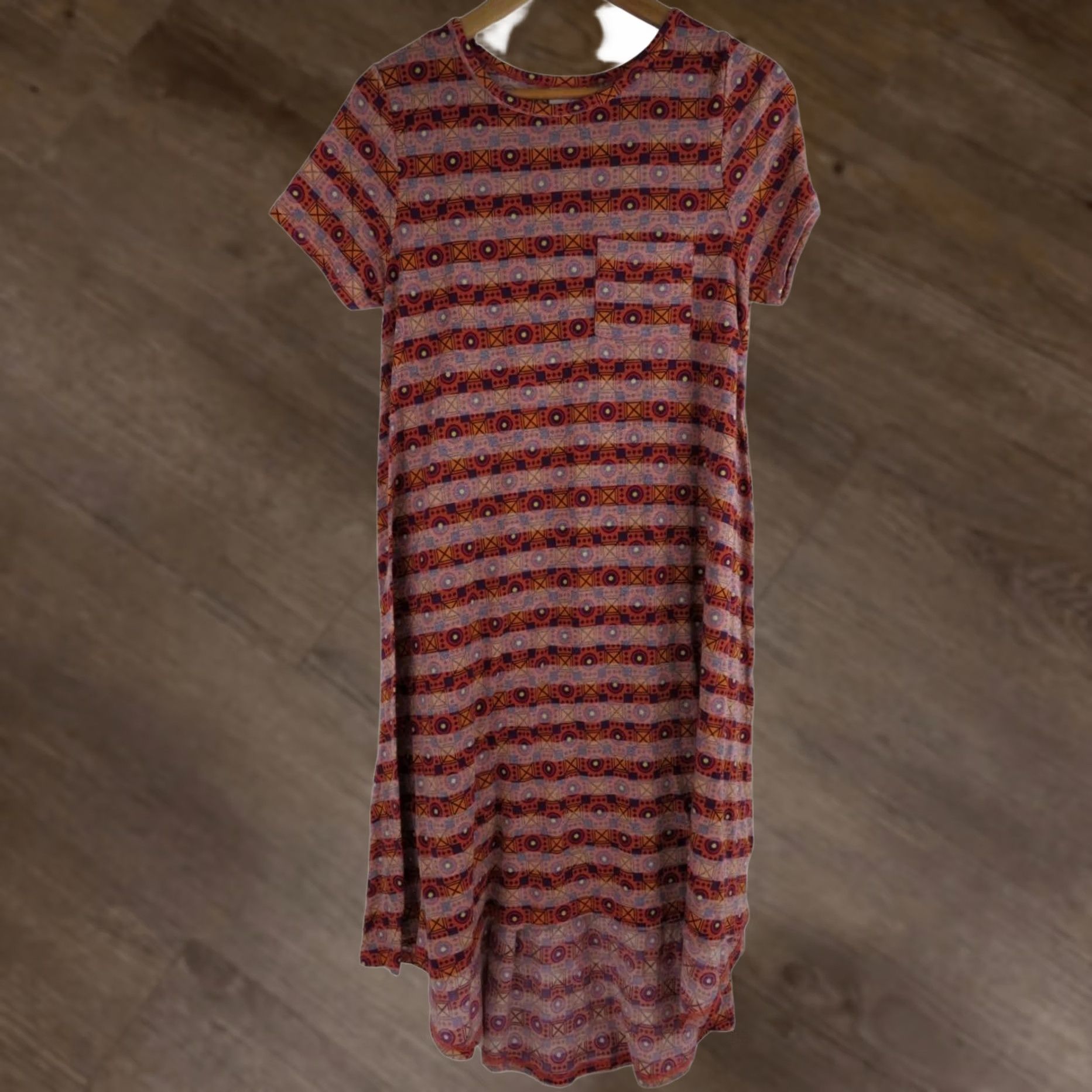 Vintage LuLaRoe Women's Carly Dress Small Stripes Orange High Low Aztec Geometric Size S / US 4 / IT 40 - 1 Thumbnail
