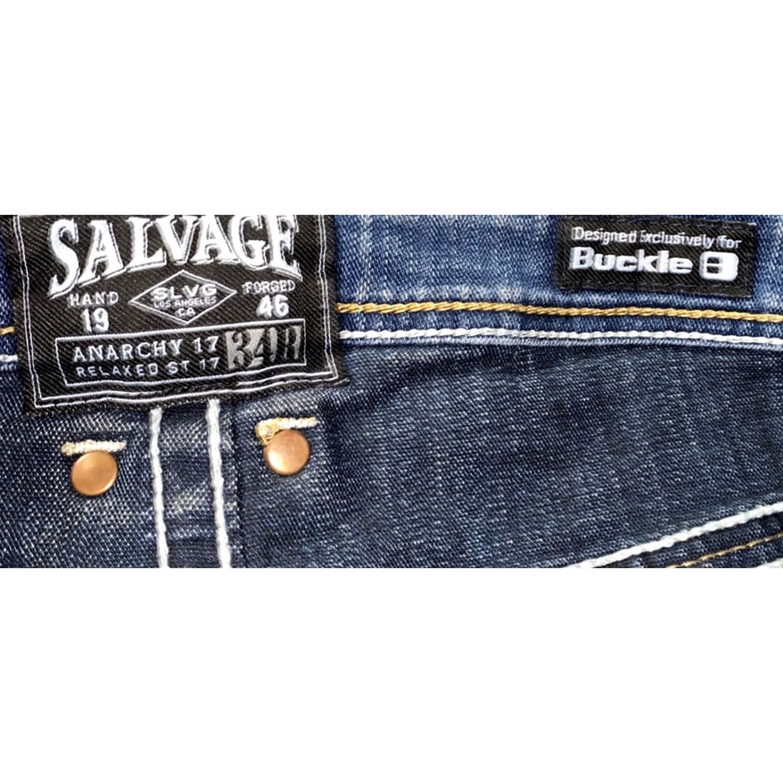 Vintage Salvage Jeans Denim Zip Fly Blue 37 x 32 Mens Regular Size 37 Inseam 32 Men Size US 37 - 8 Thumbnail