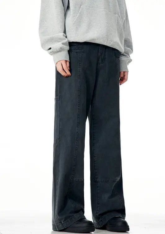 Japanese Brand Rie American washed retro loose distressed straight trousers Size US 32 / EU 48 - 5 Thumbnail