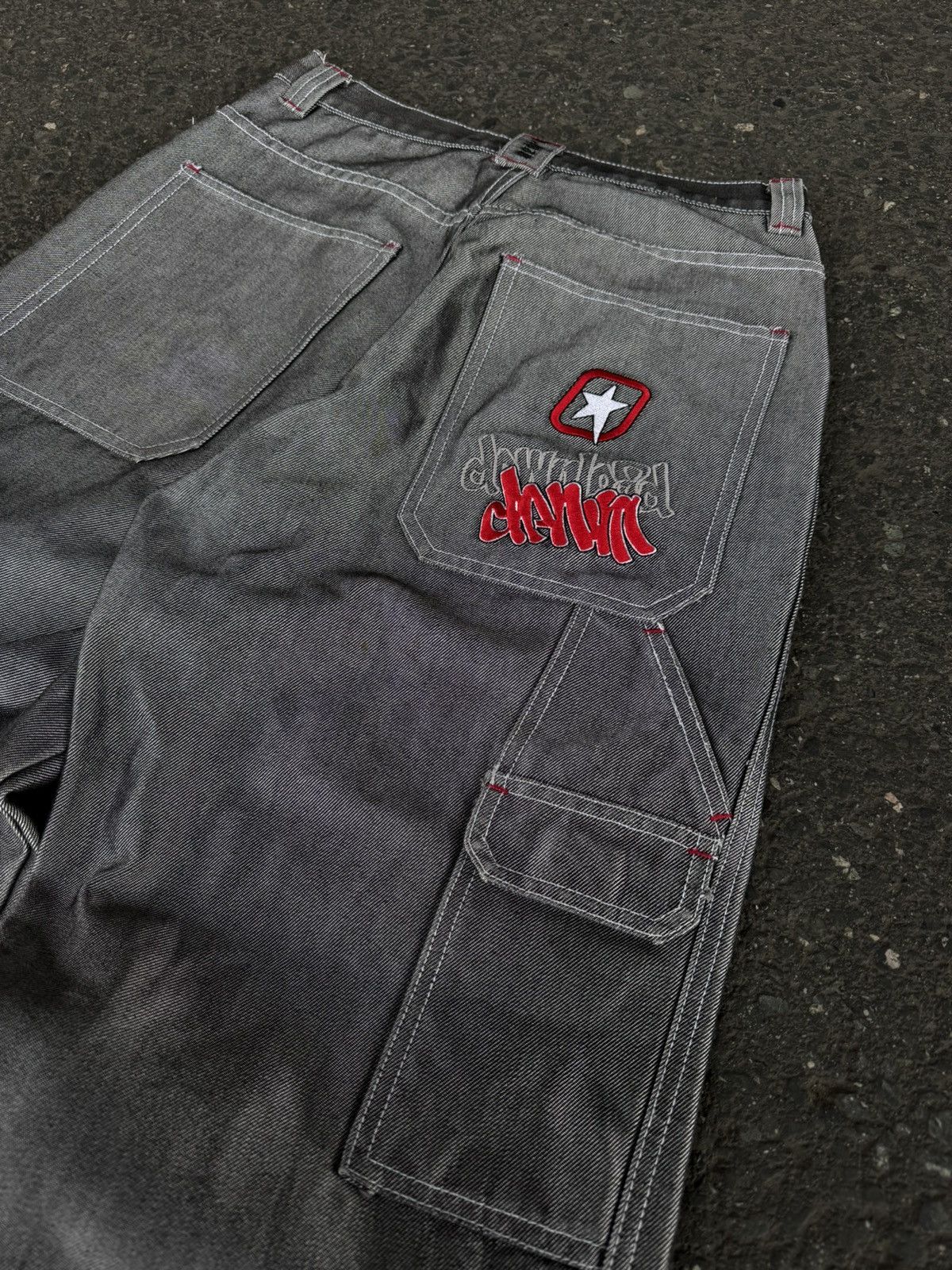 Designer × Vintage Grey Carpenter Jeans Patchwork Y2K Rap Skate Size US 32 / EU 48 - 3 Thumbnail