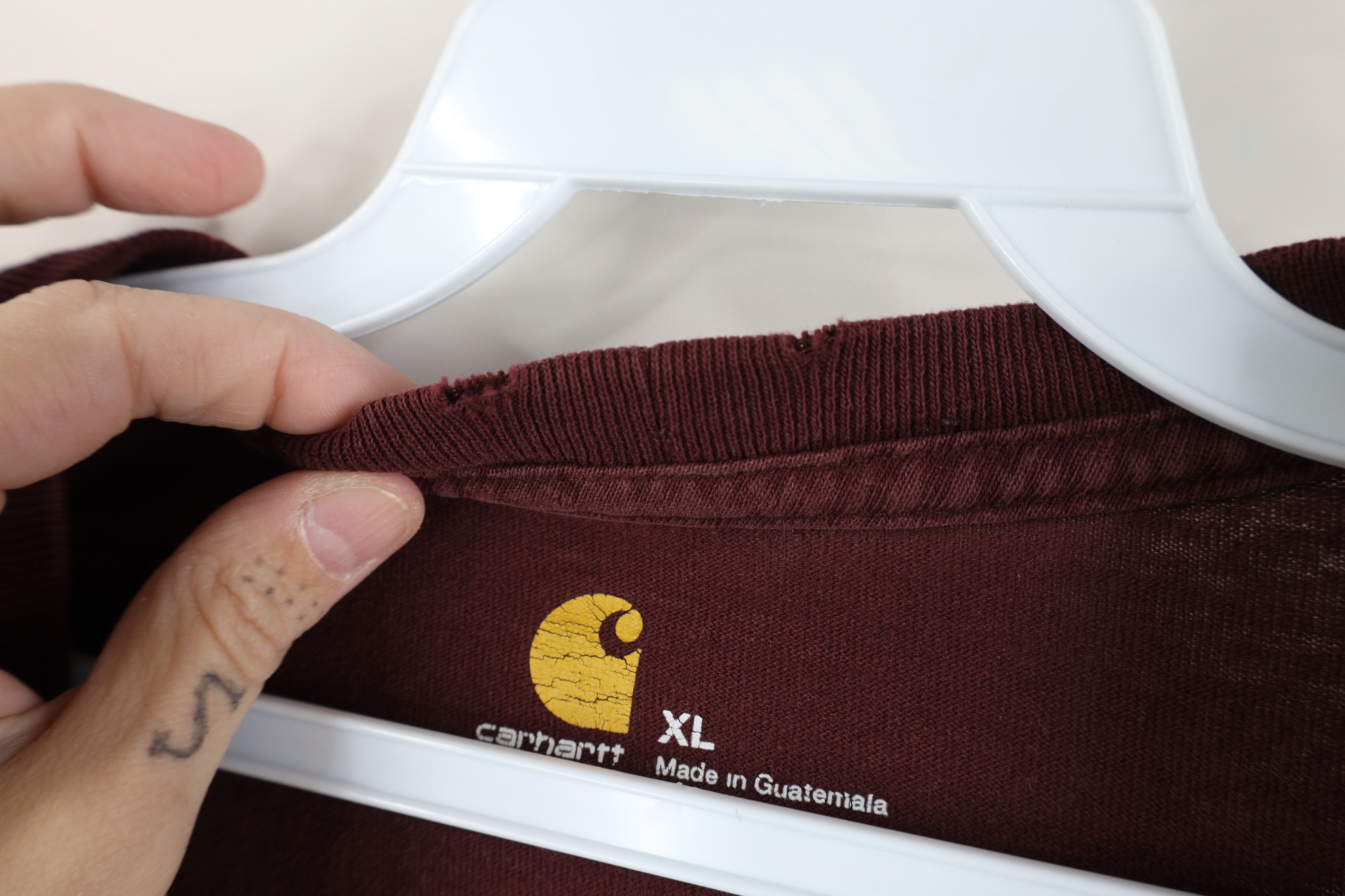 Carhartt Vintage Y2K Carhartt Baggy Short Sleeve T-Shirt Burgundy Size US XL / EU 56 / 4 - 7 Thumbnail