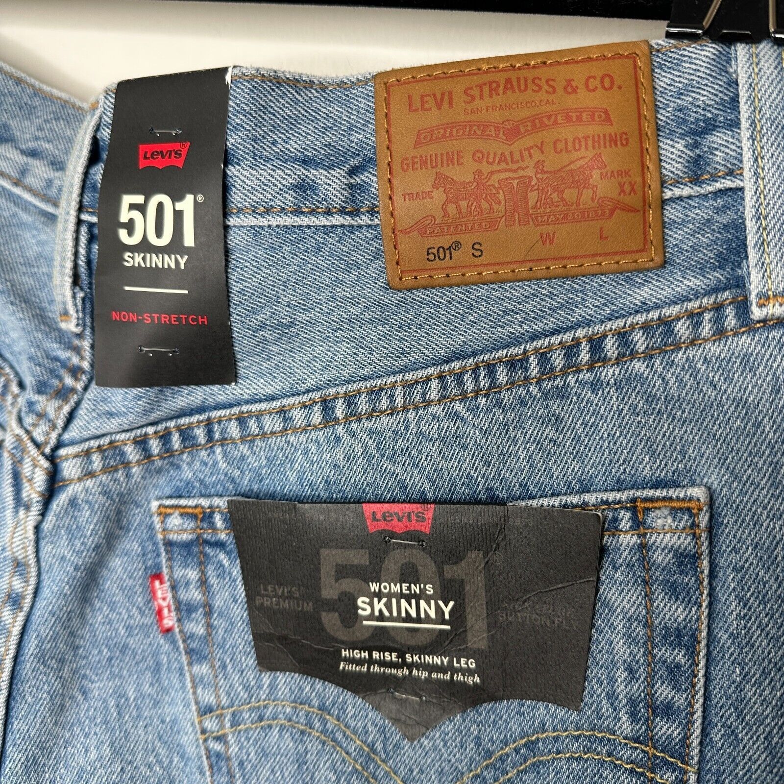 Lee NWT Lee 501 Skinny Non Stretch Distressed Button Jean 29 Size 29" - 7 Thumbnail