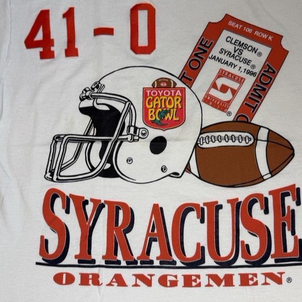 NCAA Vintage 1996 Syracuse Orangemen Football T Shirt Mens Medium White USA Made Size US M / EU 48-50 / 2 - 2 Thumbnail