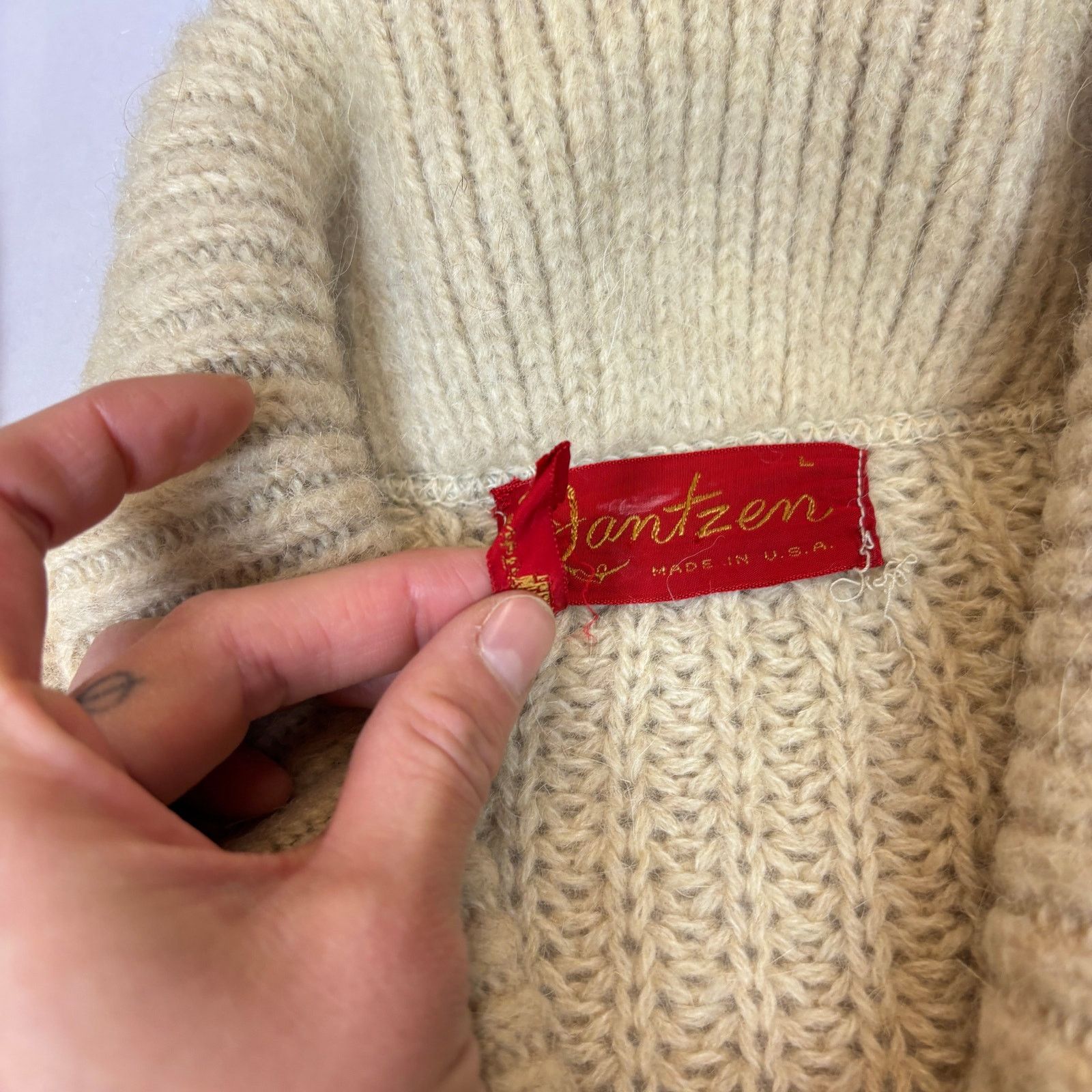 Jantzen Vintage 50s Jantzen Mohair Wool Blend Cableknit Shawl Collar Size US L / EU 52-54 / 3 - 5 Thumbnail
