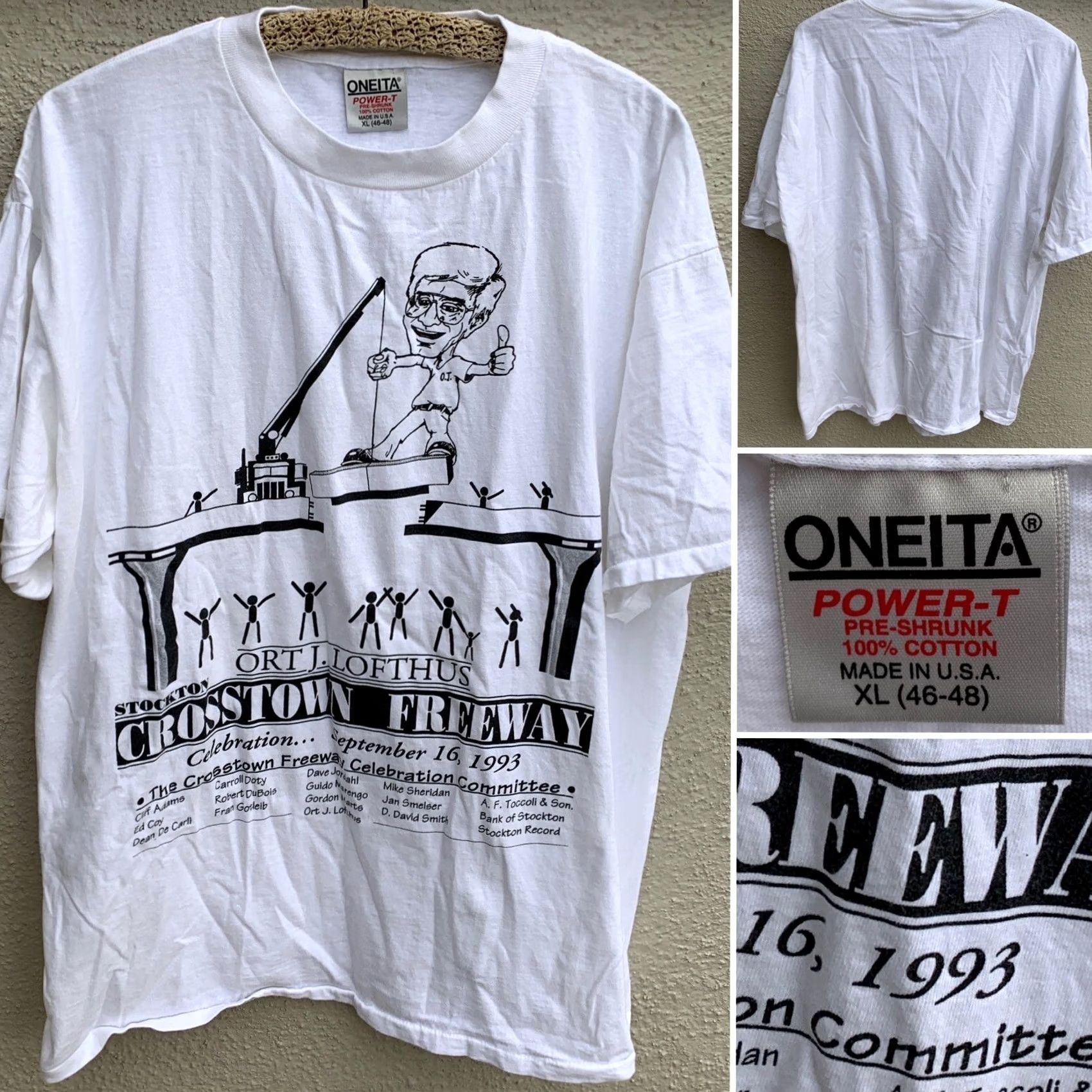 Vintage VINTAGE Oneita Shirt XL White 90s California Crosstown Freeway Celebration T Shirt Mens Size US XL / EU 56 / 4 - 2 Thumbnail
