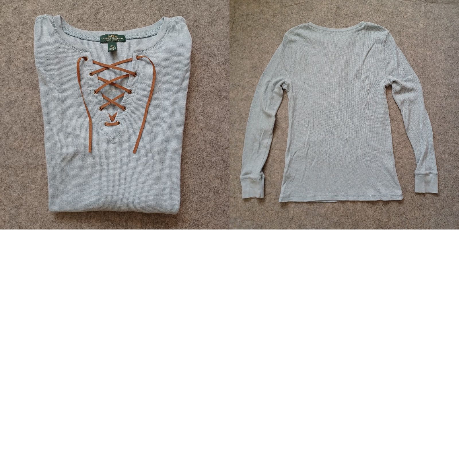 CO Ralph Lauren Jeans Co. Womens Sweater 1/4 Lace Up Green Casual Ladies Medium Knit Pullover V-Neck Long Sleeve Shirt Womens Size M / US 6-8 / IT 42-44 - 9 Thumbnail